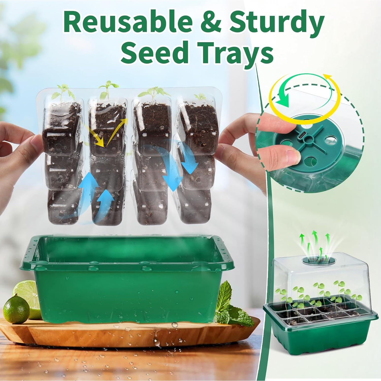 Kit de Germinación de Semillas Homiton 48 Celdas con Luz y Manta Térmica