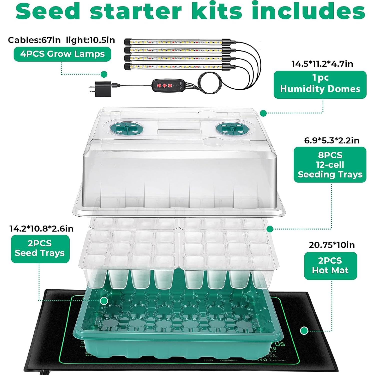 Kit de Inicio de Semillas Ourhom con Luz y Almohadilla Térmica