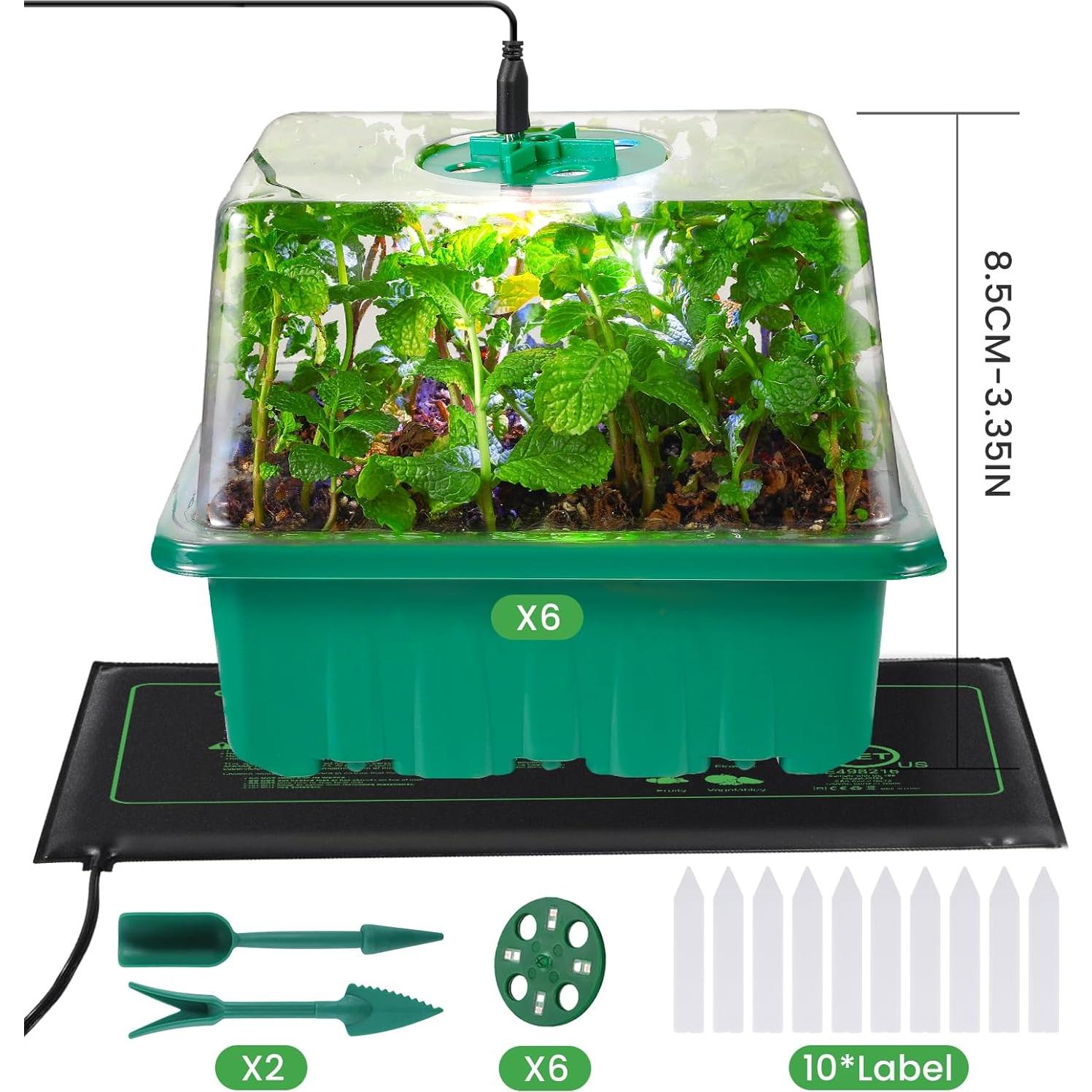 Kit de Inicio de Semillas Adawook 72 Celdas con Luz y Calor