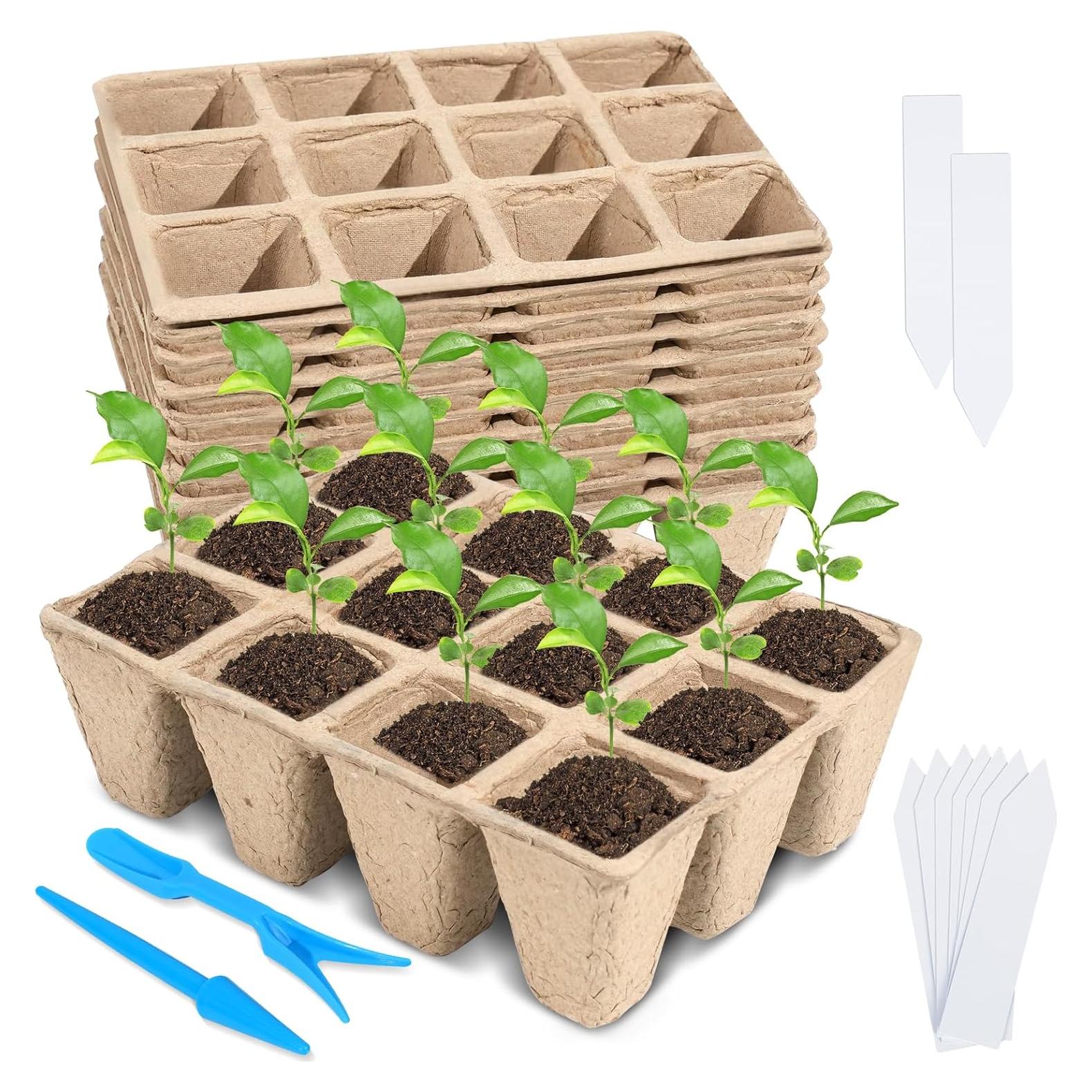 10 Paquetes Bandejas de Germinación Biodegradables Loongesho