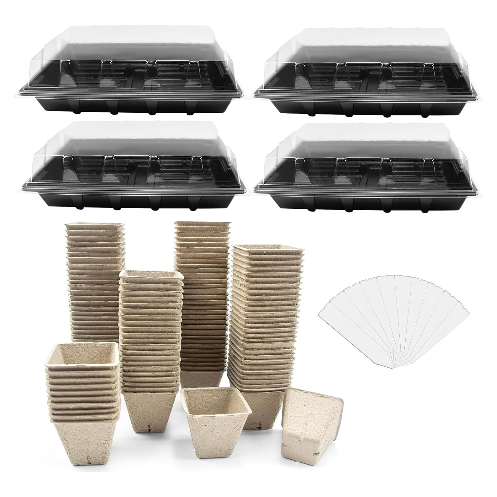 JOPY Kit de Bandejas para Iniciar Semillas 4 Piezas 120 Macetas