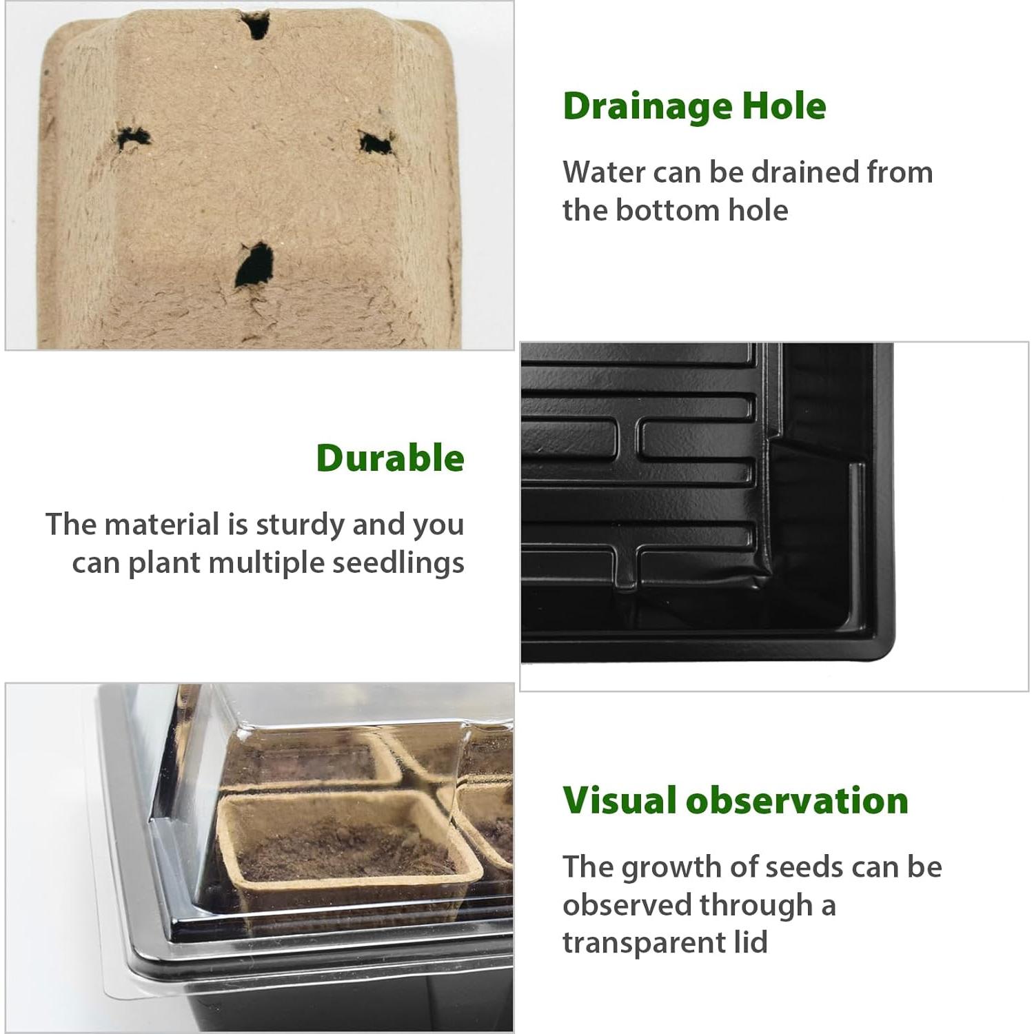 JOPY Kit de Bandejas para Iniciar Semillas 4 Piezas 120 Macetas