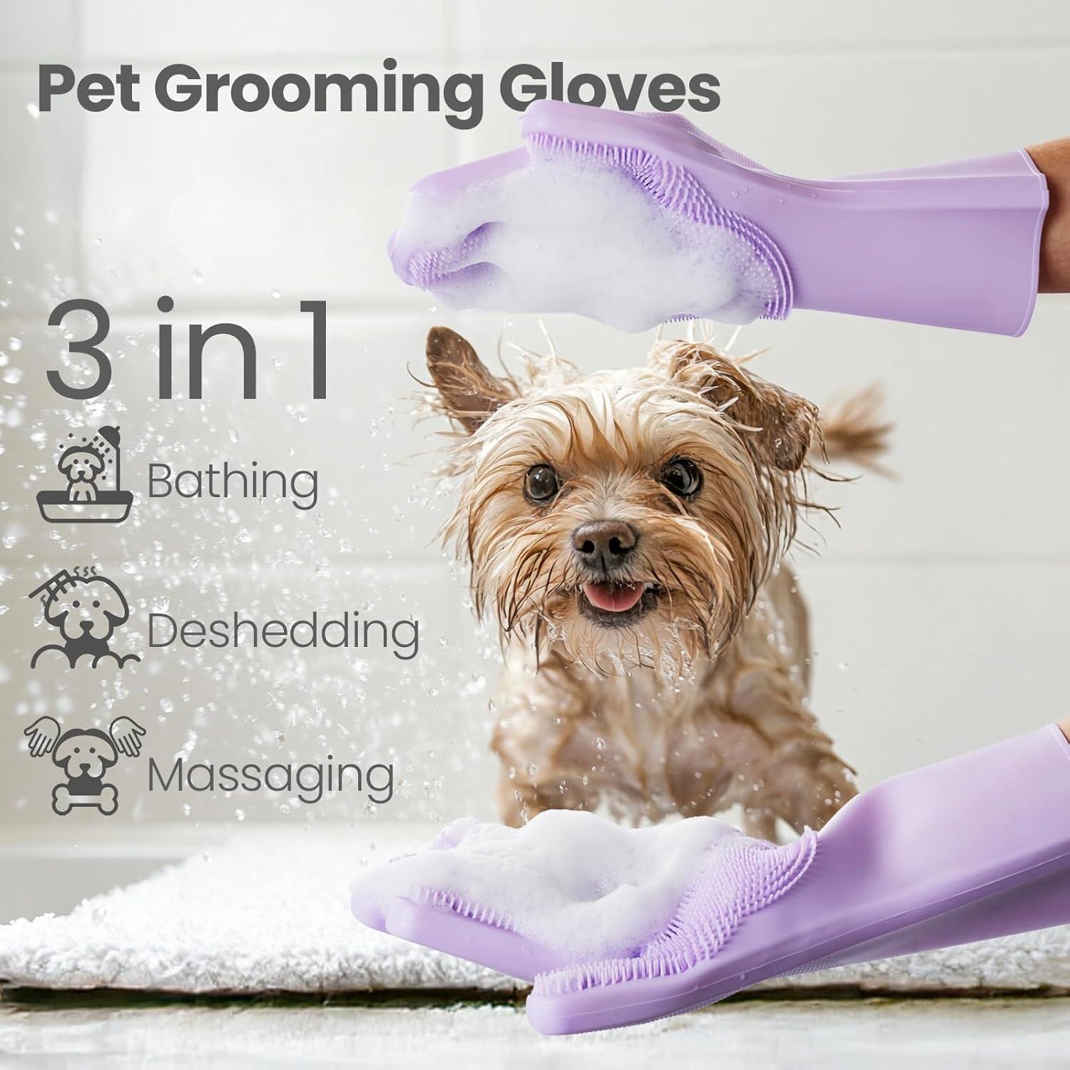 Guantes de Lavado para Perros DELOMO - Silicona Suave 1 Par