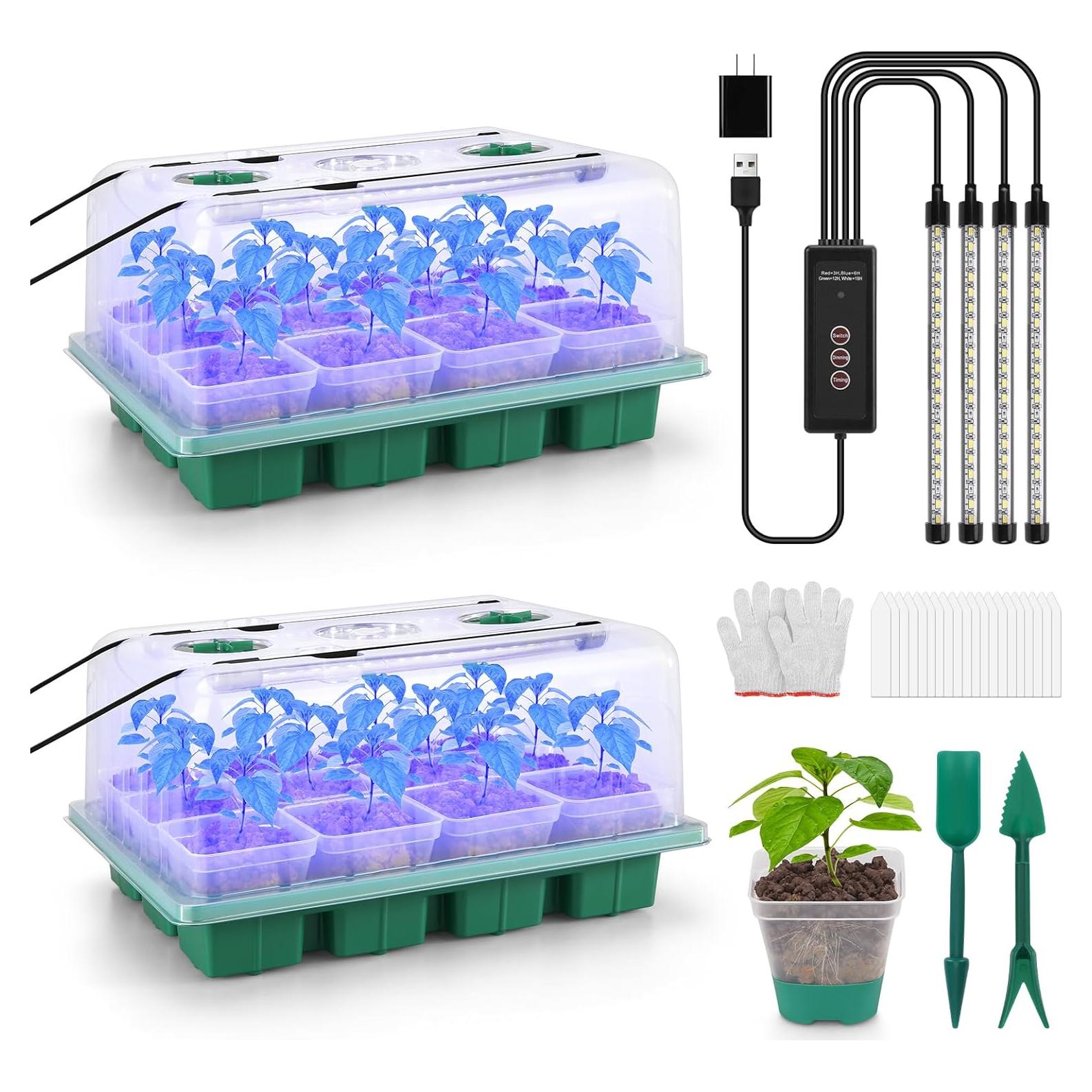 Bandeja de Inicio de Semillas BlumWay con Luz de Crecimiento 24 Macetas