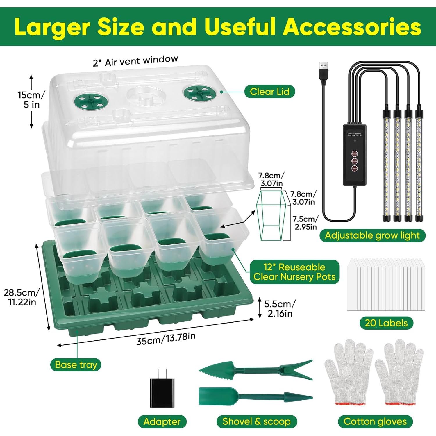 Bandeja de Inicio de Semillas BlumWay con Luz de Crecimiento 24 Macetas