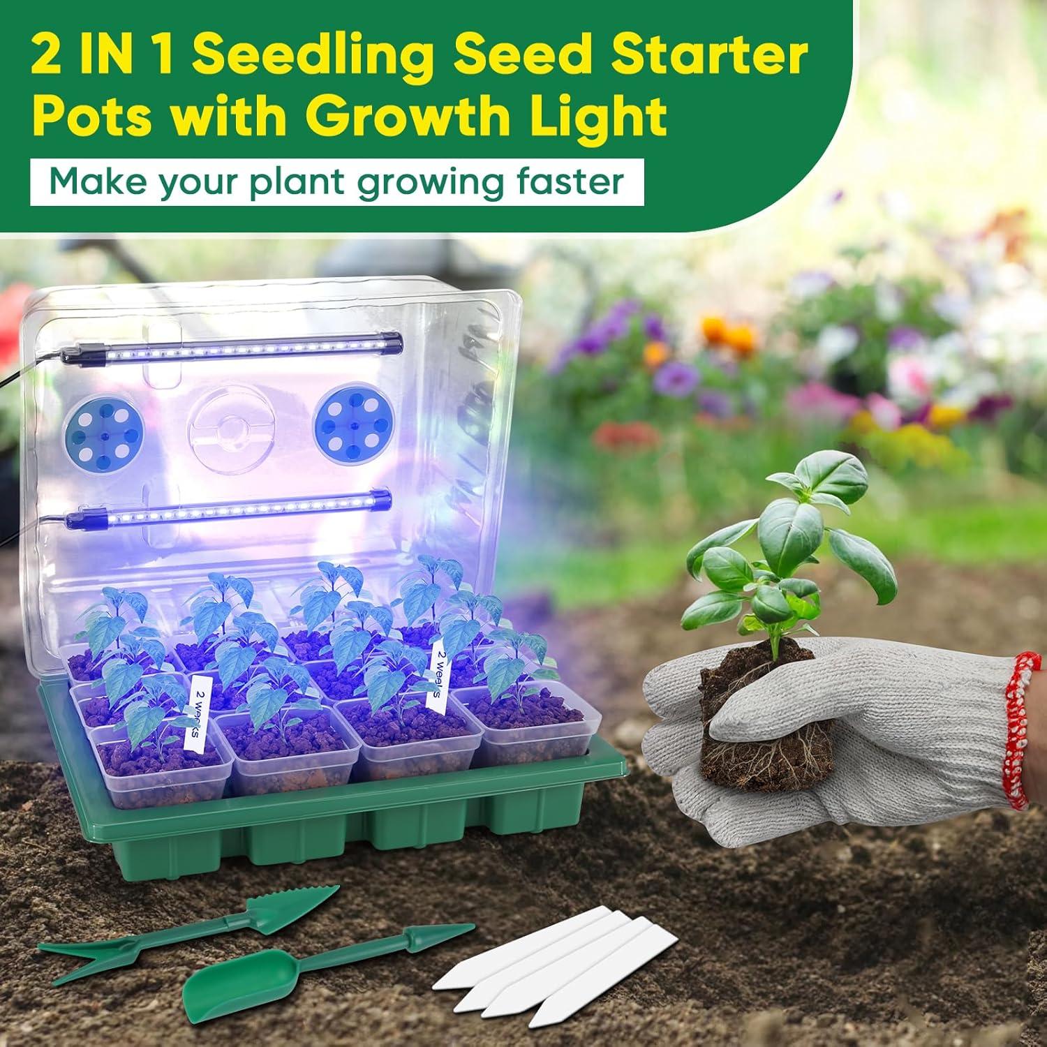 Bandeja de Inicio de Semillas BlumWay con Luz de Crecimiento 24 Macetas