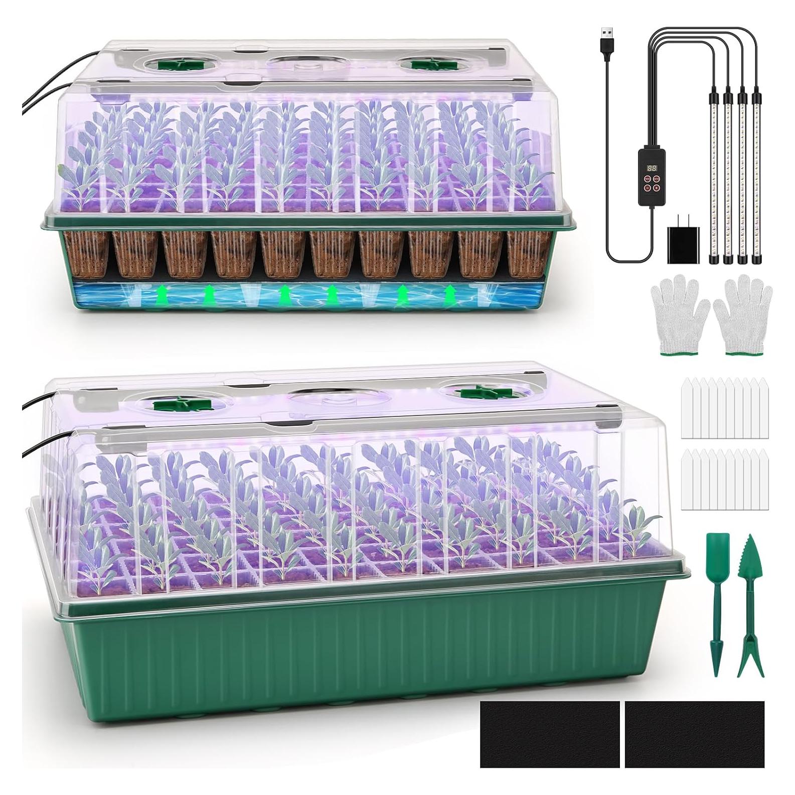 Kit de Inicio de Semillas Autorriego BlumWay 120 Celdas con Luz