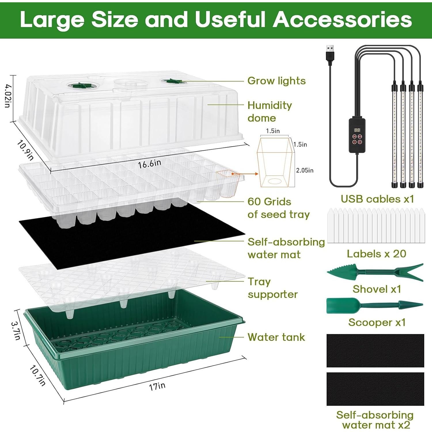 Kit de Inicio de Semillas Autorriego BlumWay 120 Celdas con Luz