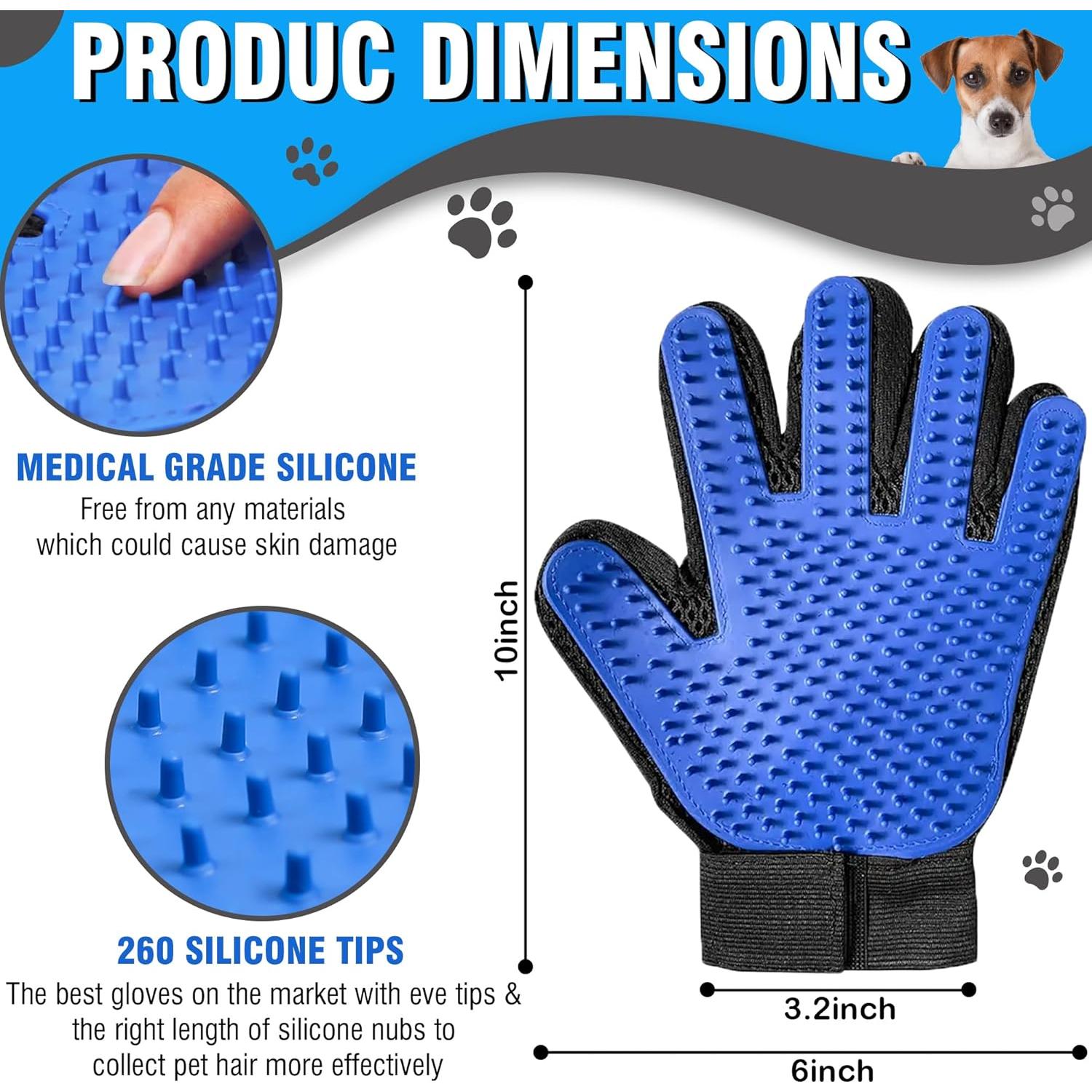 Guantes de Aseo para Mascotas CEMZENFIX - Azul, 23.2x17.2 cm