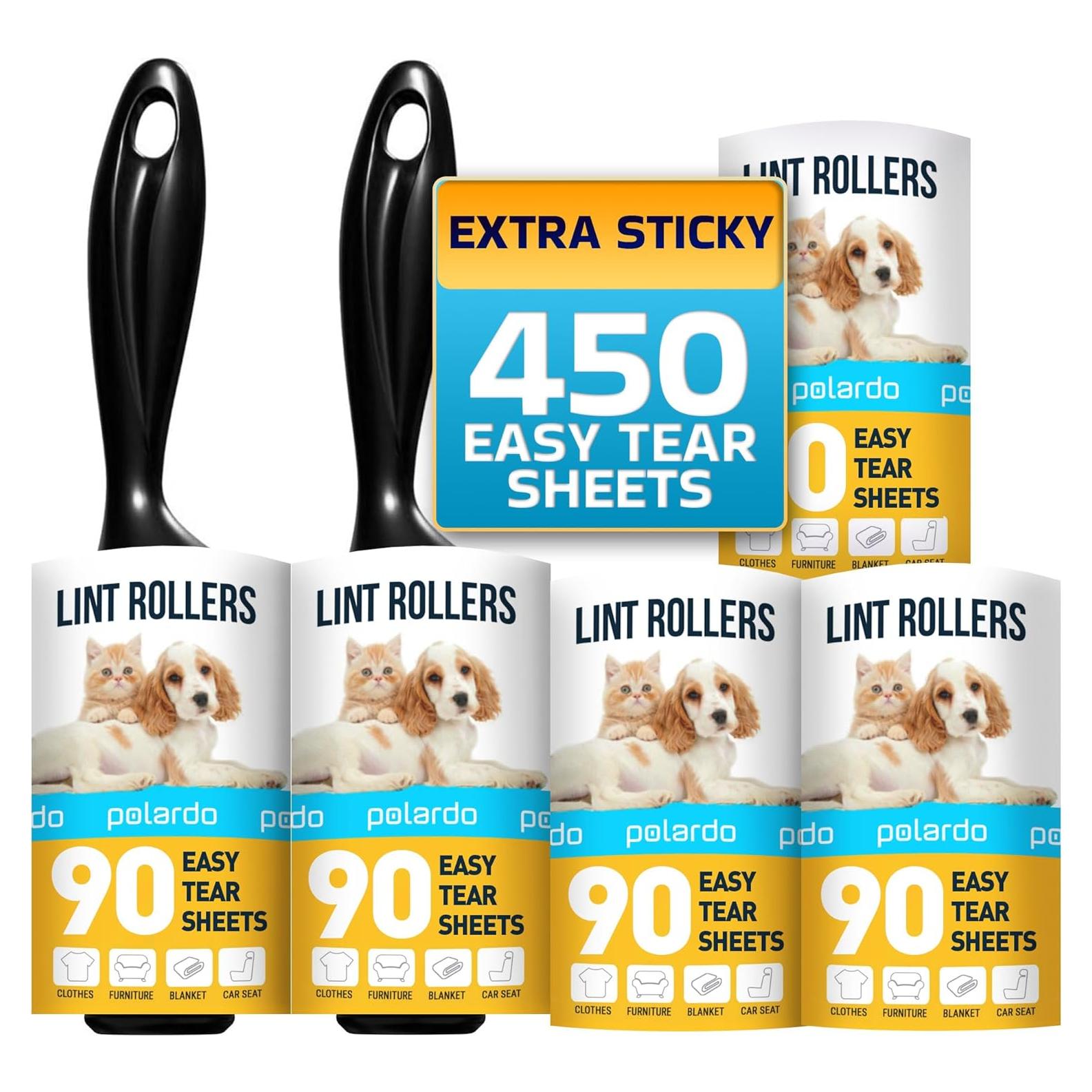 Rodillos para Pelusa Polardo - 5 Pcs, 450 Hojas Pegajosas