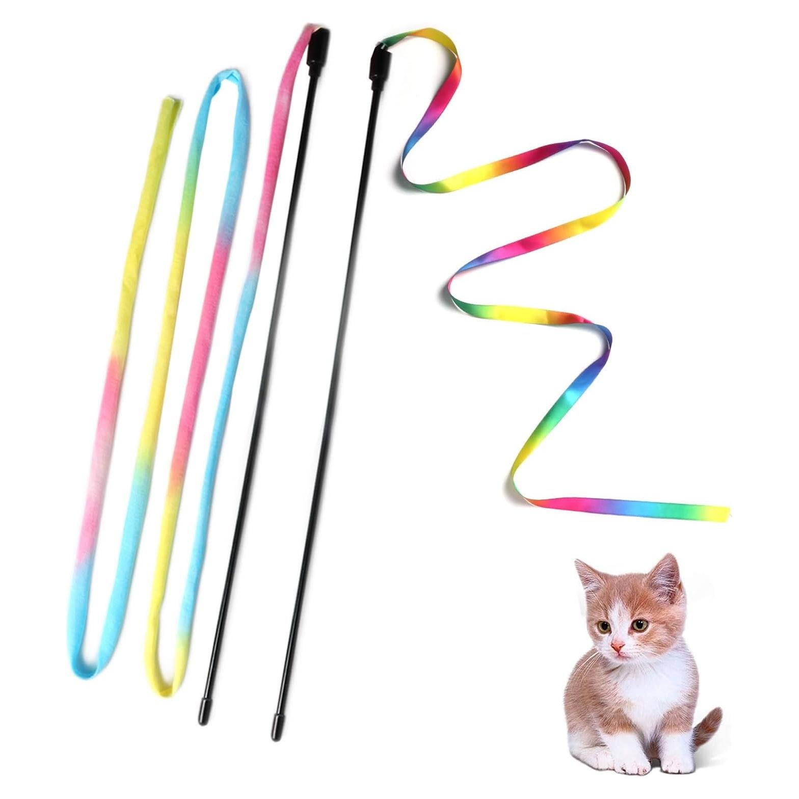 Varita Interactiva para Gatos M JJYPET 2 Pcs Cinta Colorida