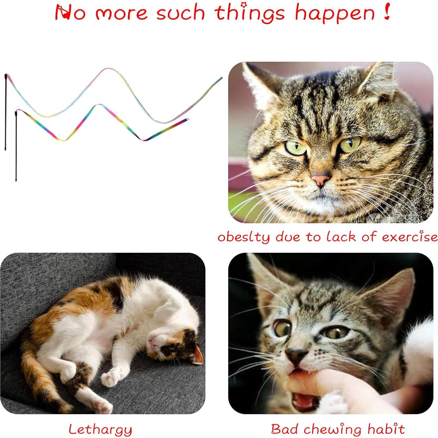 Varita Interactiva para Gatos M JJYPET 2 Pcs Cinta Colorida