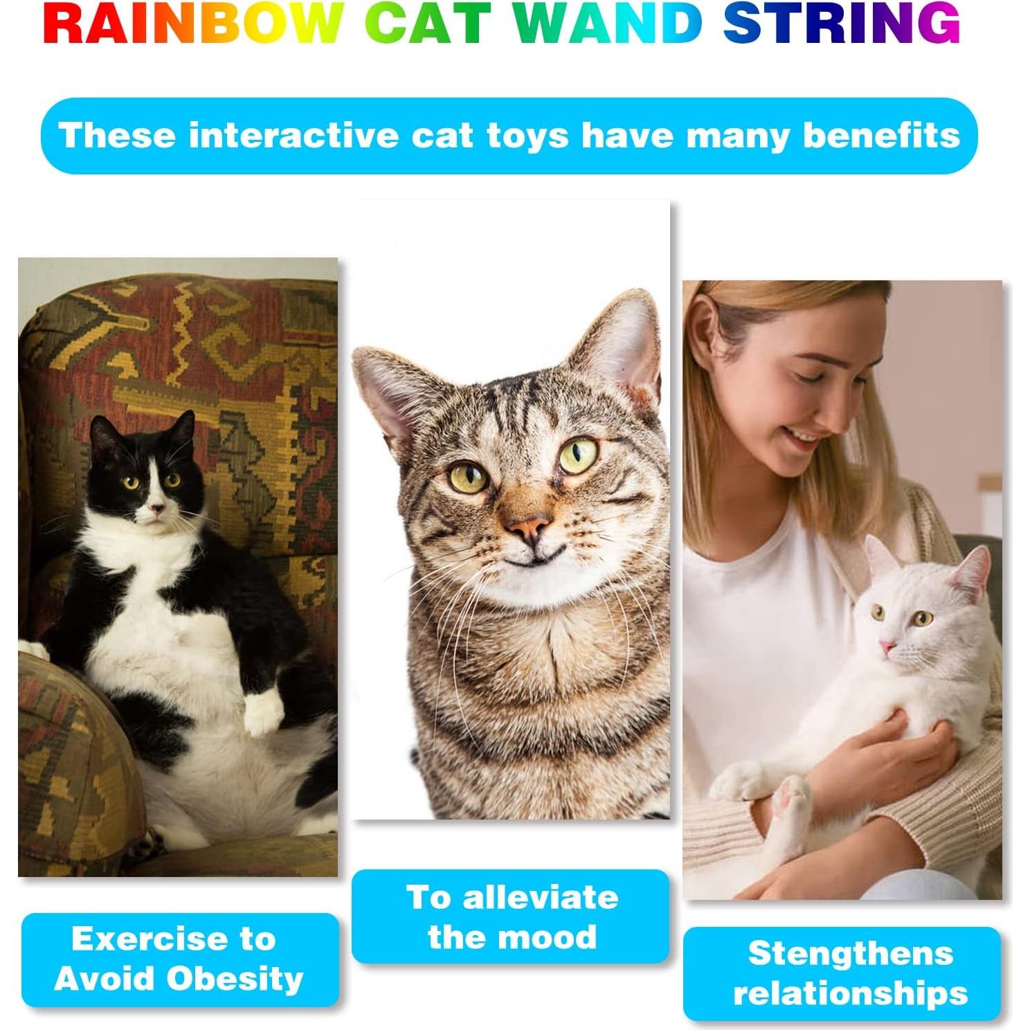 Varita Interactiva para Gatos M JJYPET 2 Pcs Cinta Colorida