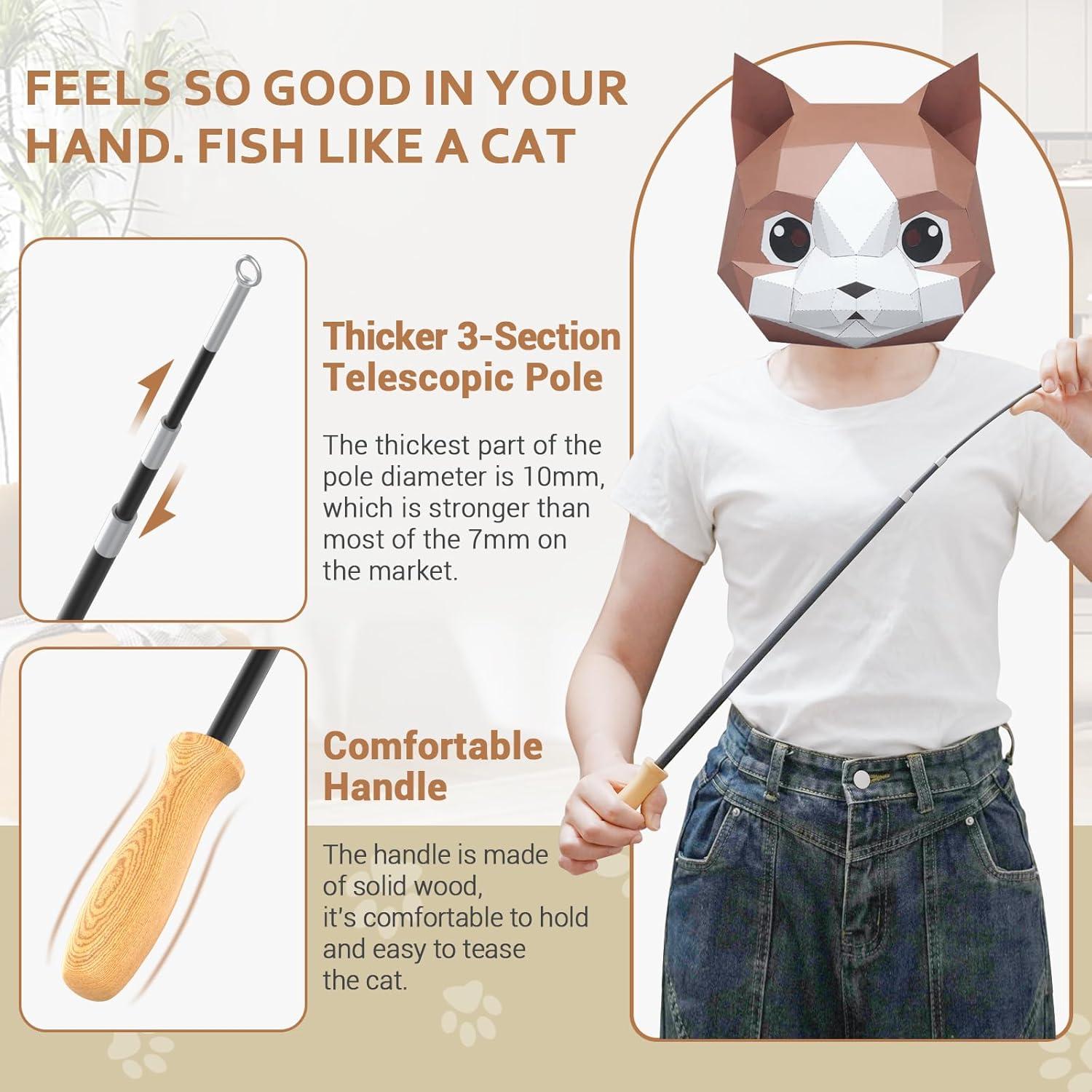 Juguete Interactivo para Gatos ROSAUI Varita 109 cm con 5 Recargas