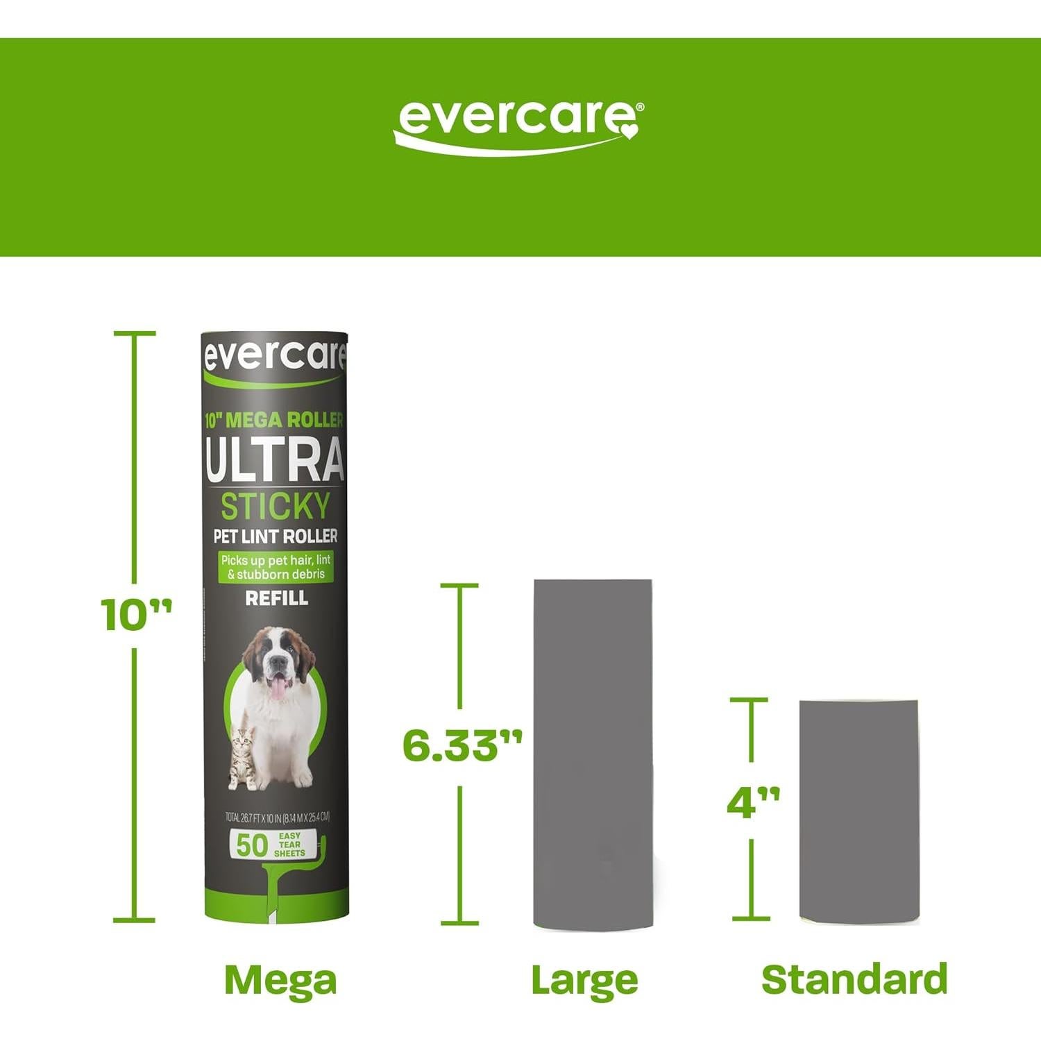 Recargas Rodillo Quitapelusas Evercare Mega 3x50 Hojas