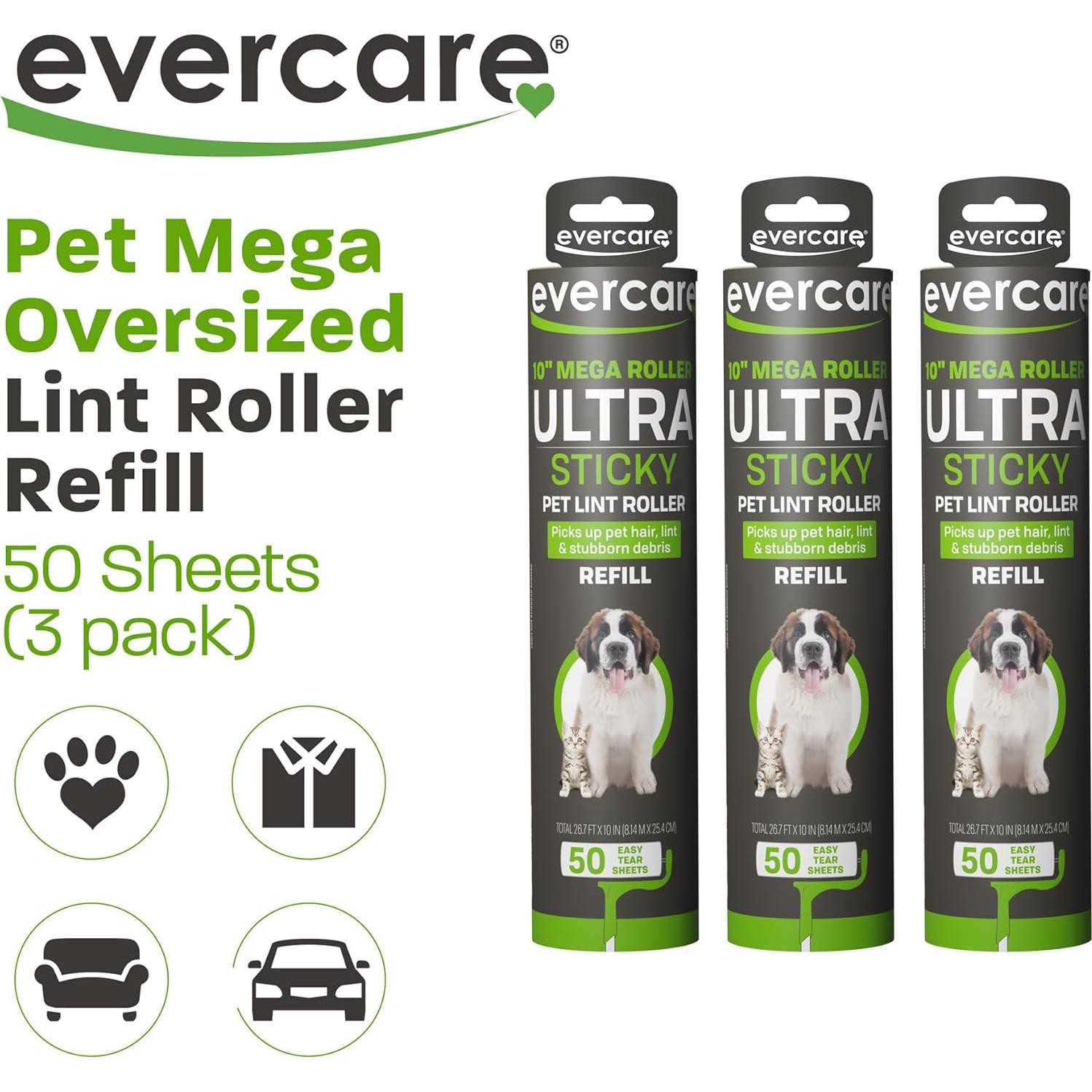 Recargas Rodillo Quitapelusas Evercare Mega 3x50 Hojas