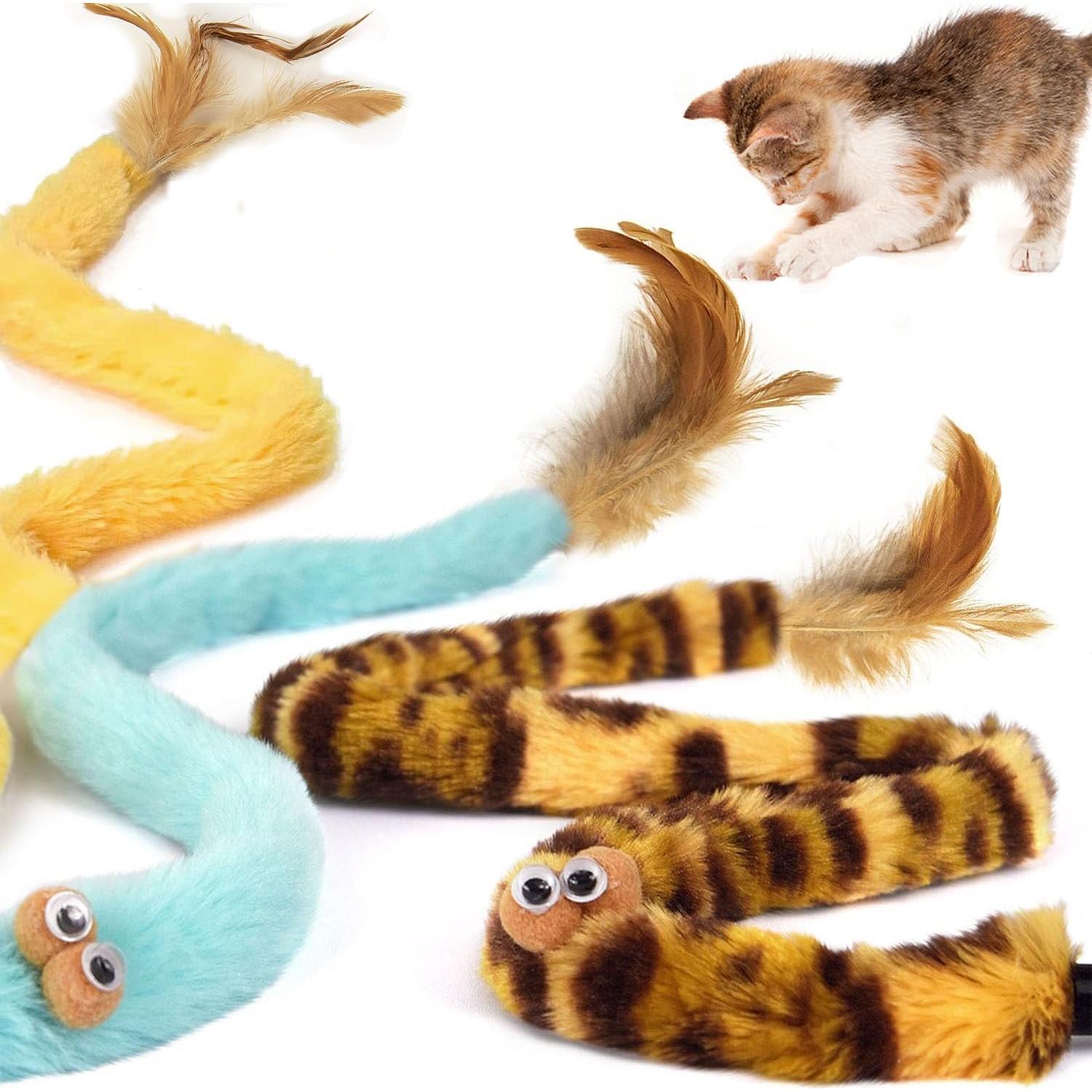 Juguetes para Gatos AZOFFYIU - Varita y Pelotas de Plumas 6 Pzas