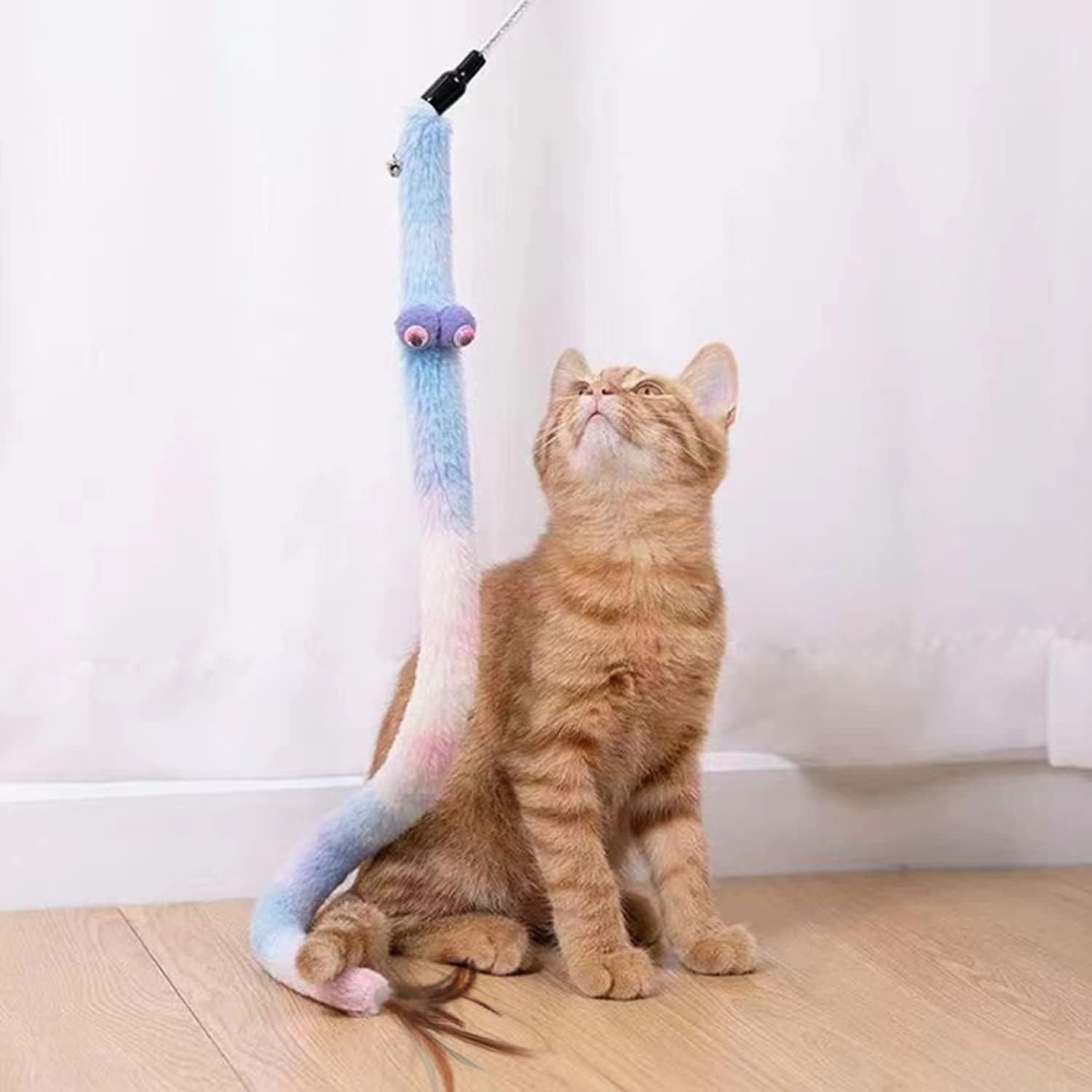 Juguetes para Gatos AZOFFYIU - Varita y Pelotas de Plumas 6 Pzas