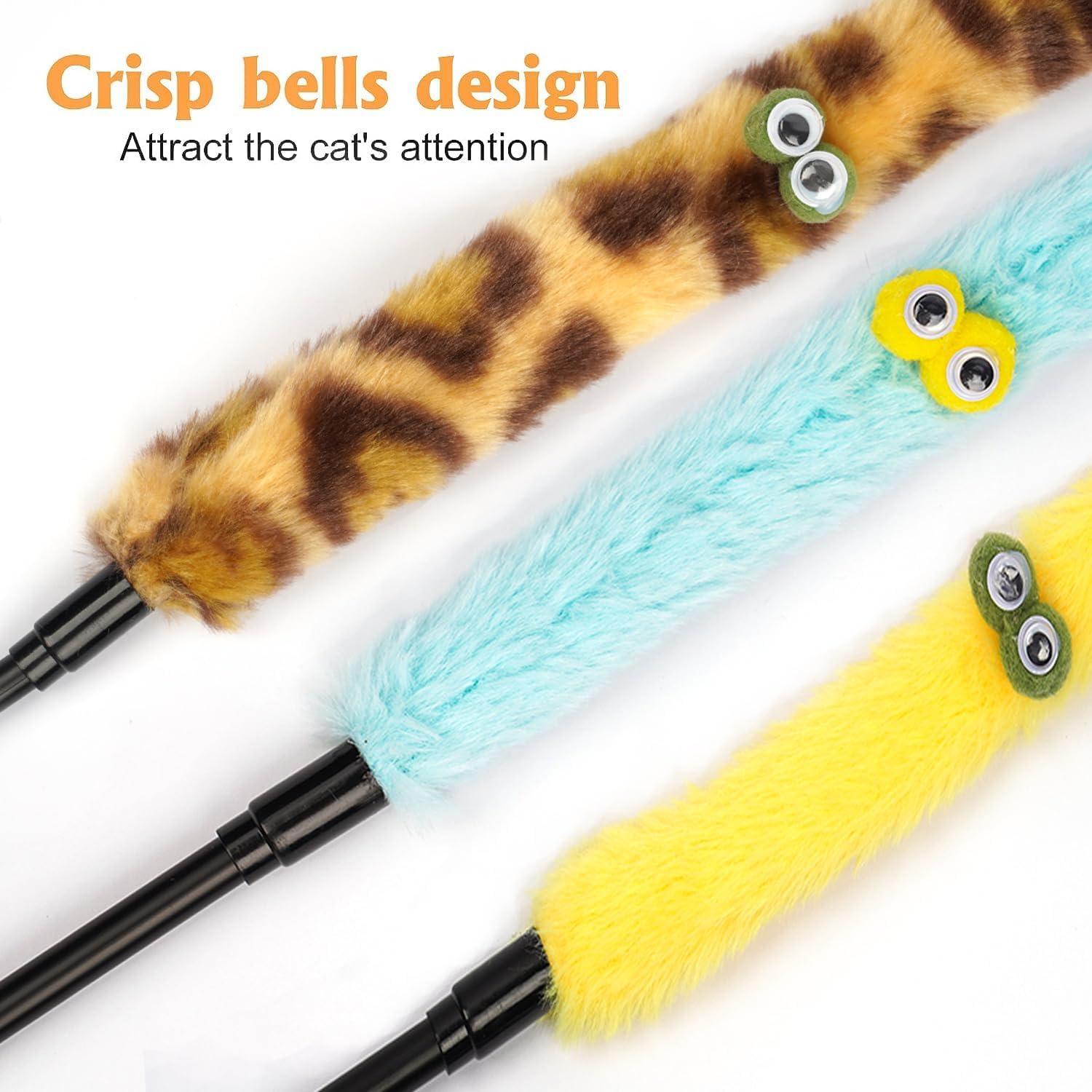 Juguetes para Gatos AZOFFYIU - Varita y Pelotas de Plumas 6 Pzas