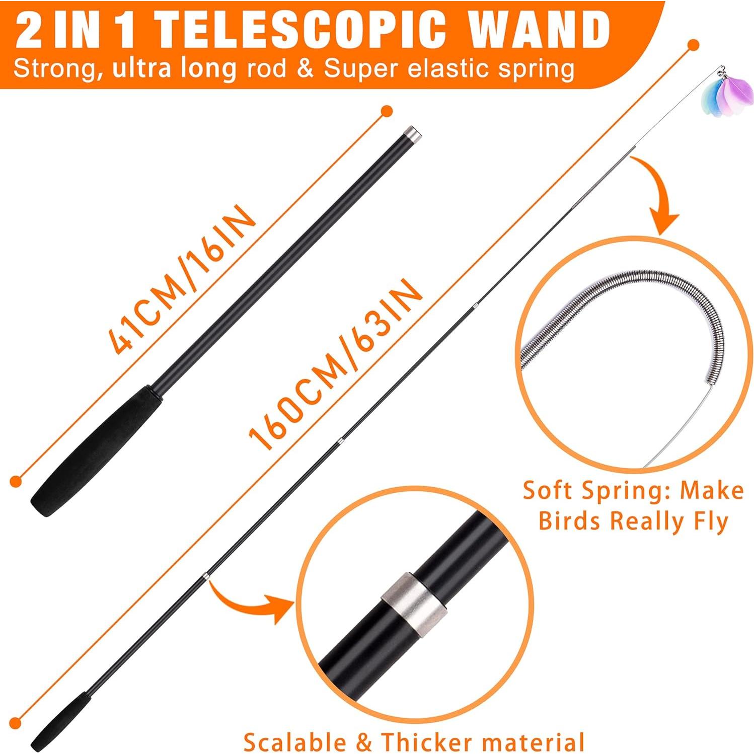 Juguete de Varita para Gatos JXFUKAL 2 en 1 con Plumas