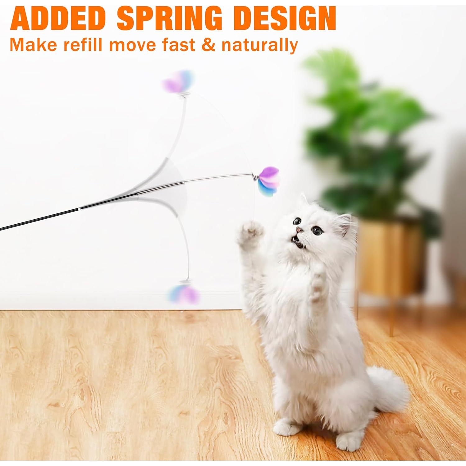 Juguete de Varita para Gatos JXFUKAL 2 en 1 con Plumas