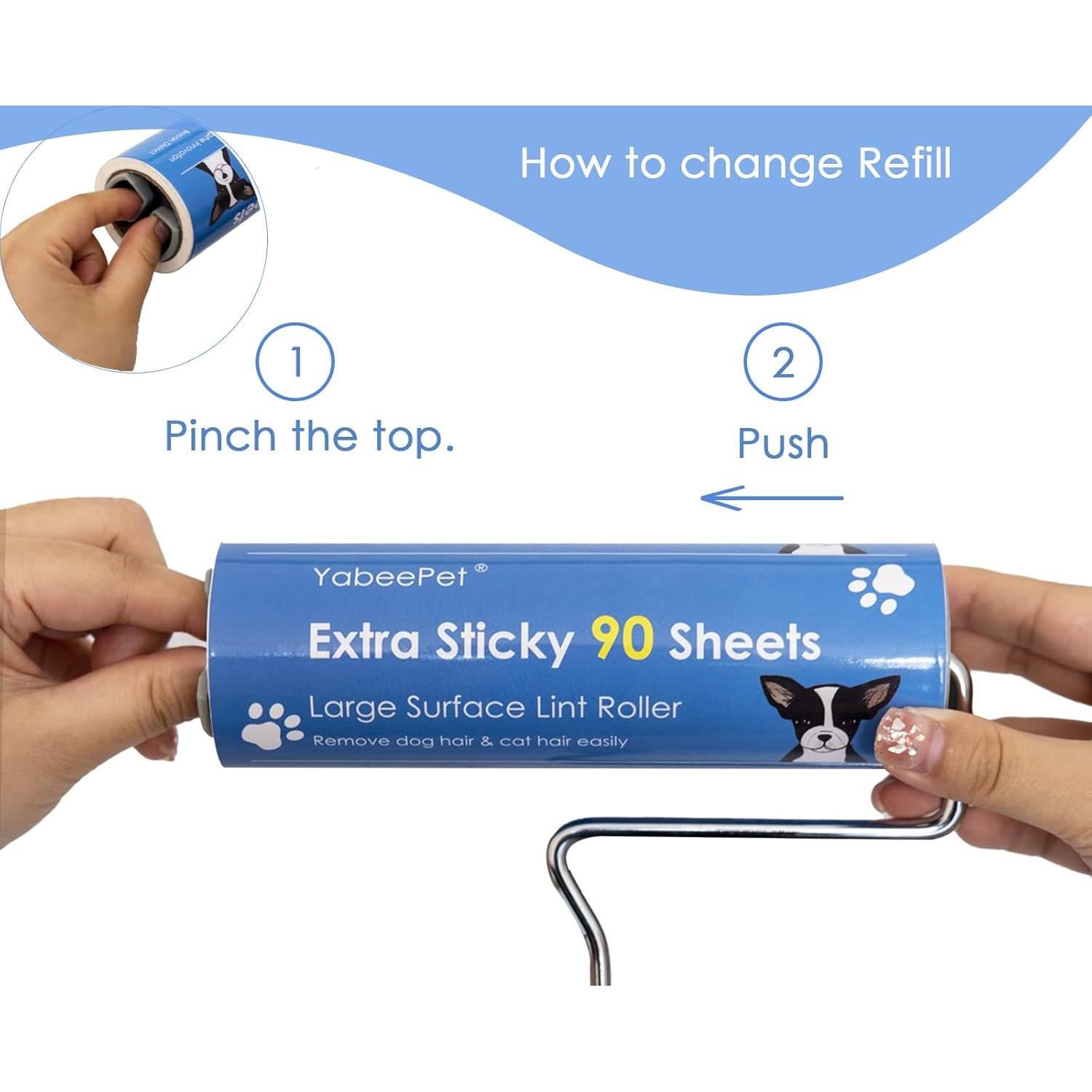 Rodillo Quitapelusas YabeePet 16cm Extra Pegajoso 270 Hojas