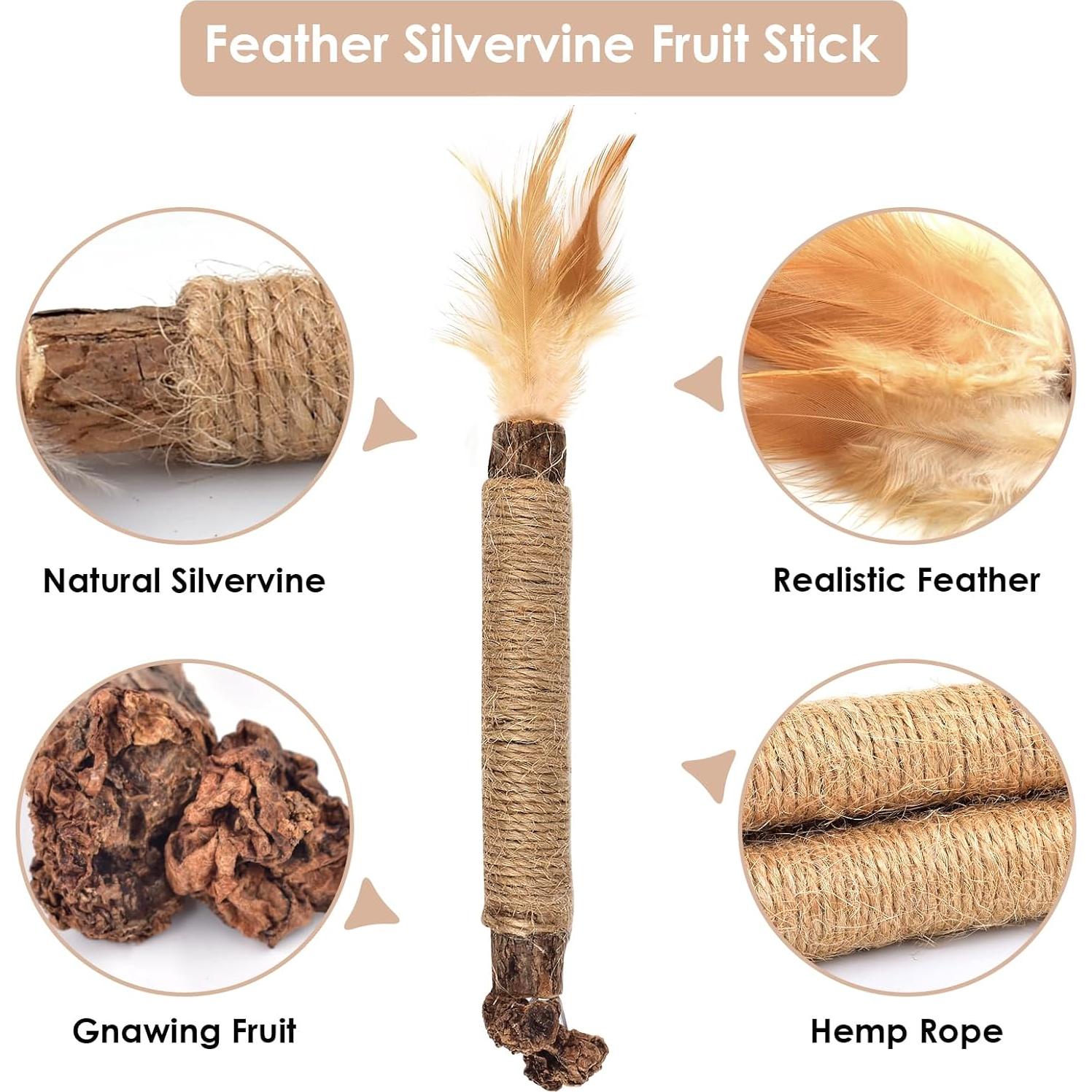 Bissap 10 PCS Palos de Silvervine para Gatos - Juguetes Dentales Naturales