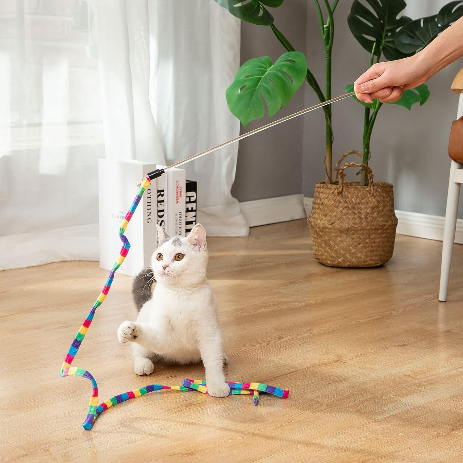 Varita Interactiva para Gatos FYNIGO Arcoíris 140 cm 2 Piezas