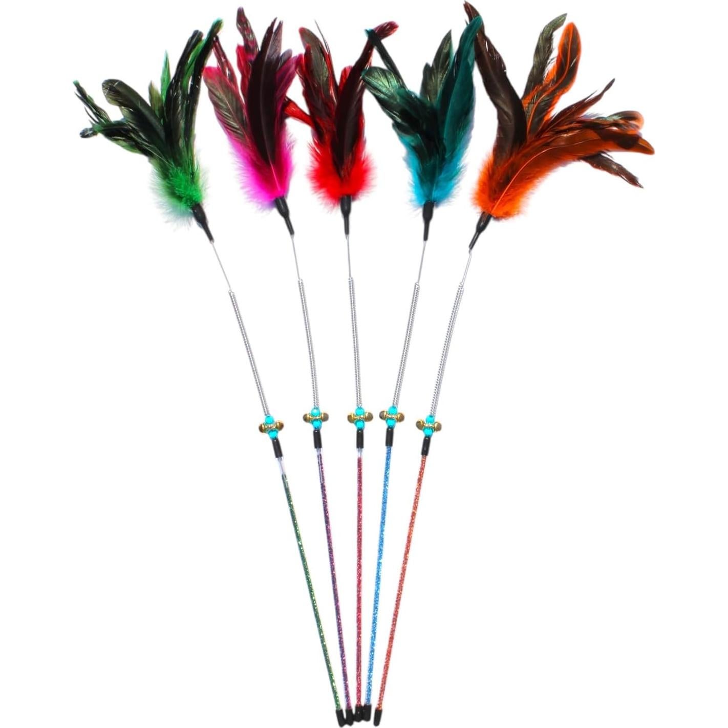 Set de Juguetes Interactivos para Gatos Paws Power - 5 Varitas con Plumas