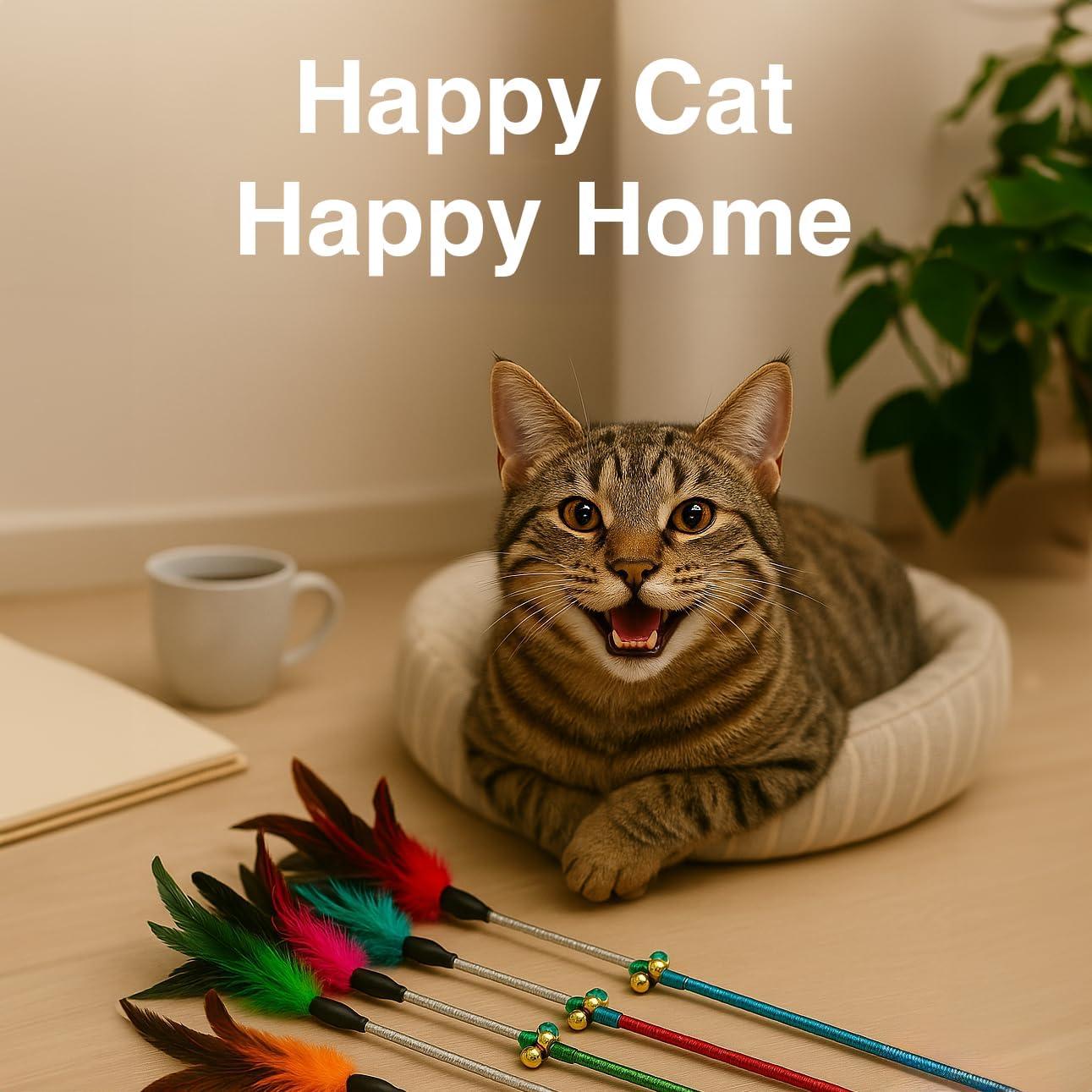 Set de Juguetes Interactivos para Gatos Paws Power - 5 Varitas con Plumas