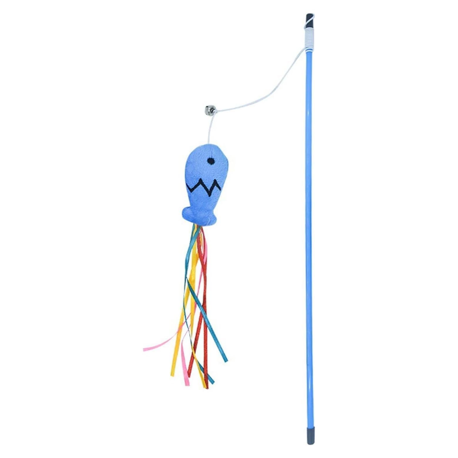 Juguete Interactivo para Gatos BWESOO Varita Azul con Pez