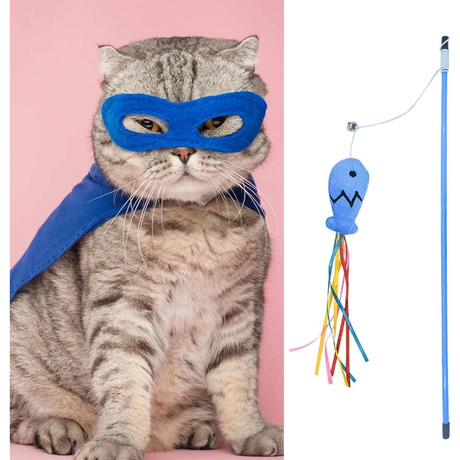 Juguete Interactivo para Gatos BWESOO Varita Azul con Pez