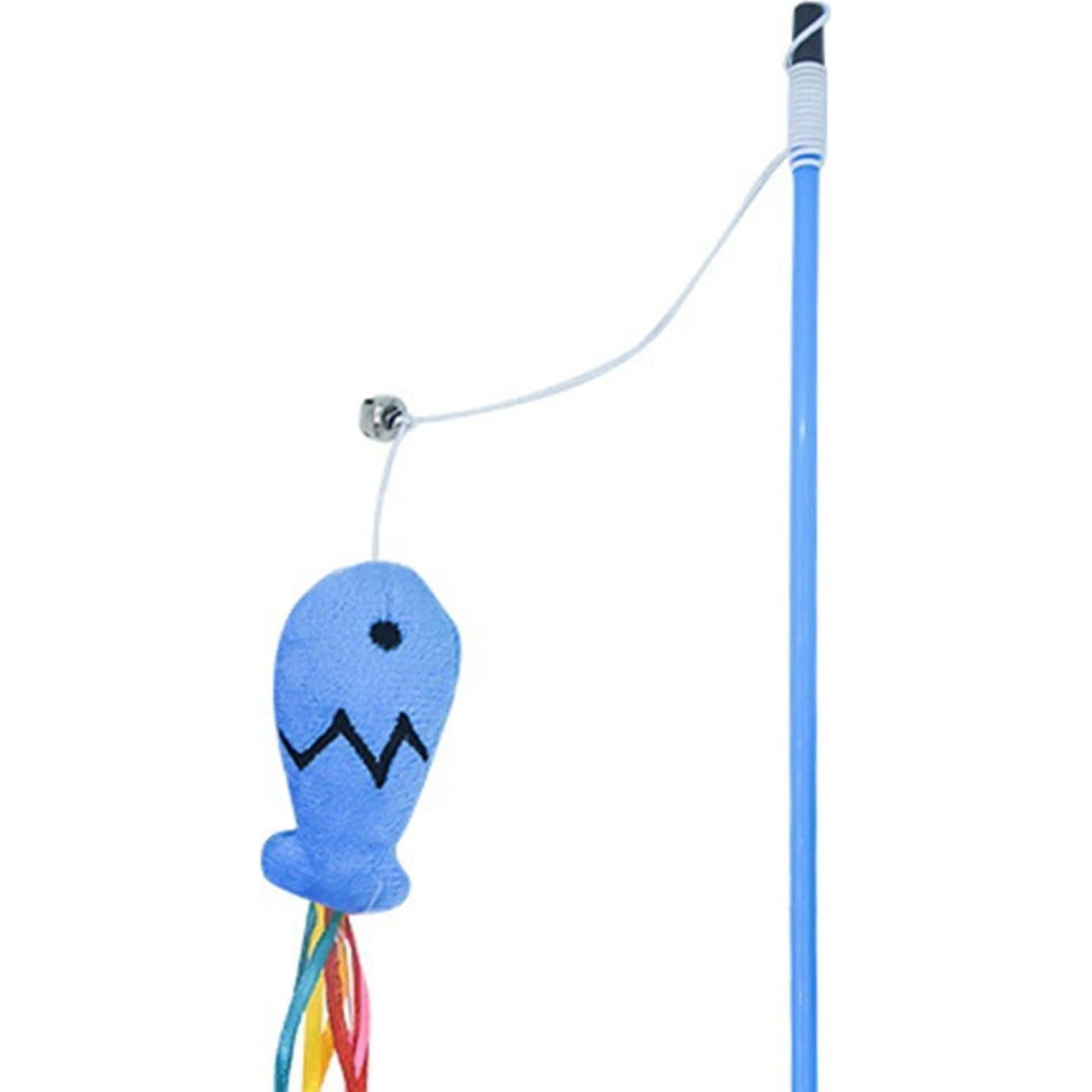 Juguete Interactivo para Gatos BWESOO Varita Azul con Pez