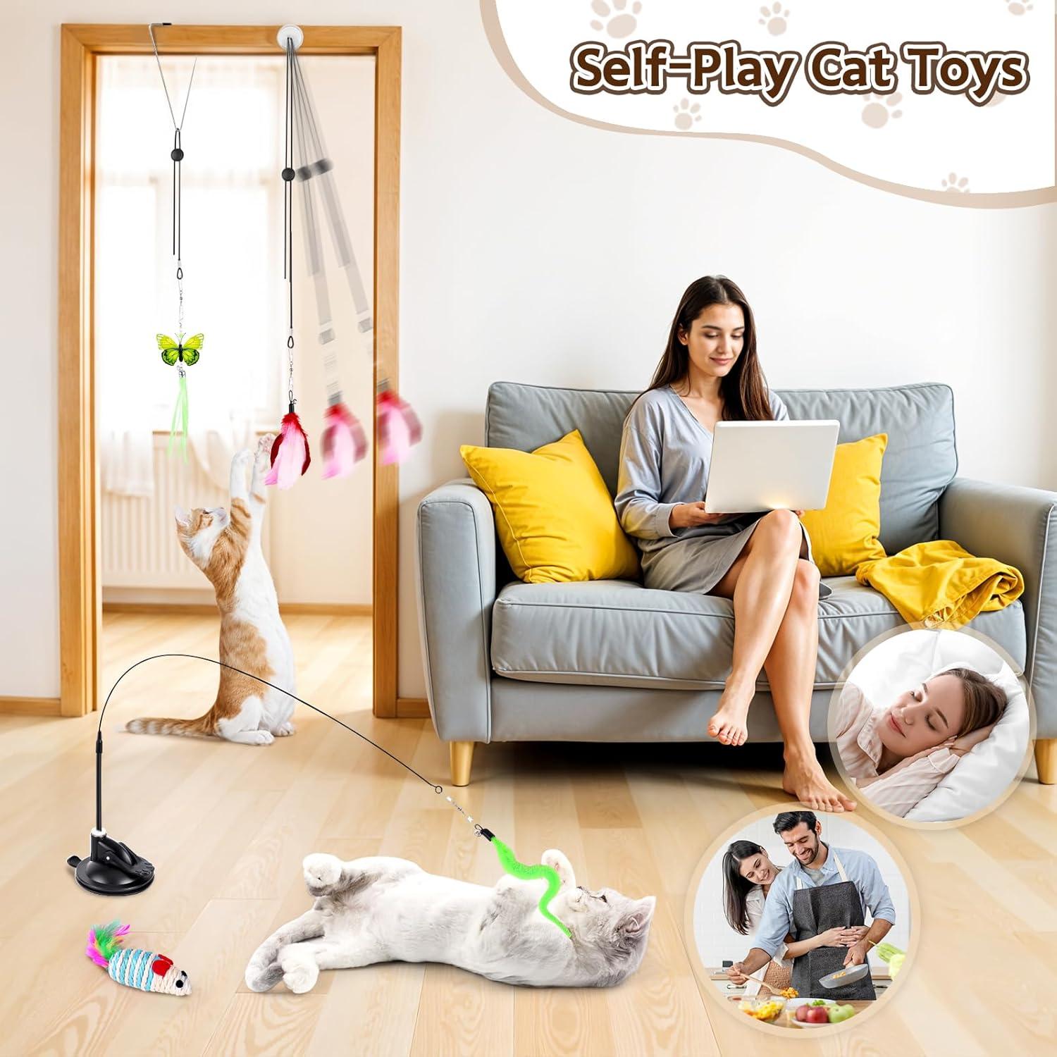 HONGDDY Juguetes Interactivos para Gatos 14 Pcs con Ventosa