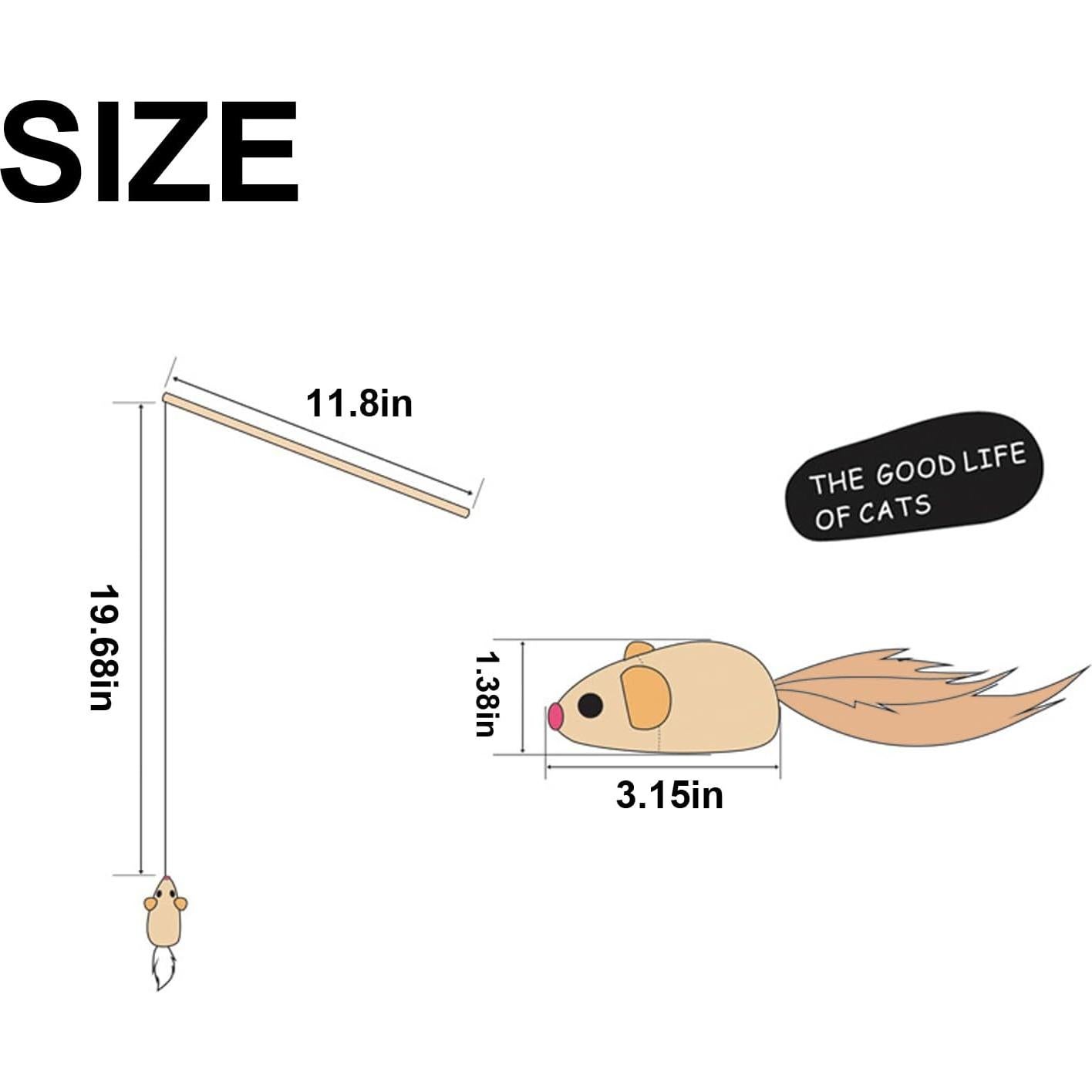 Juguete de Varita para Gatos TTCAT con Ratón de Plumas