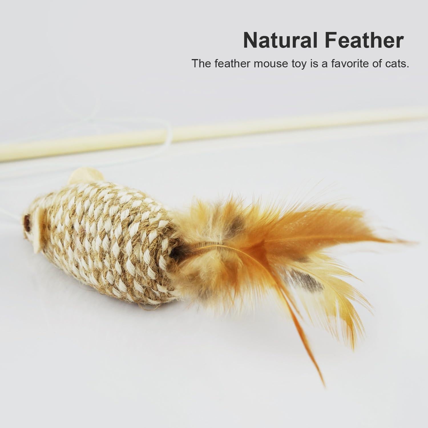 Juguete de Varita para Gatos TTCAT con Ratón de Plumas