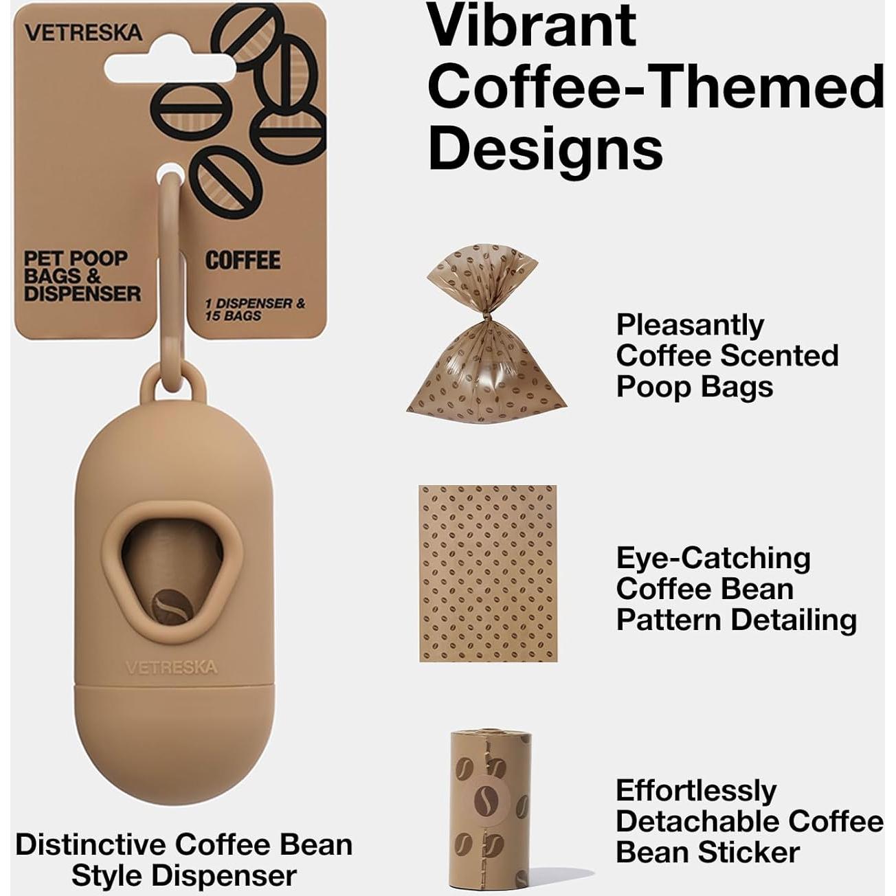 Dispensador de bolsas para excremento VETRESKA 105 bolsas aroma café