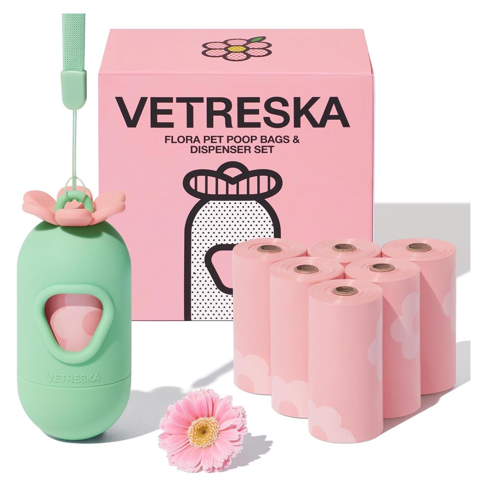 Bolsas de Poop VETRESKA con Dispensador Aroma Lavanda - 105 Bolsas