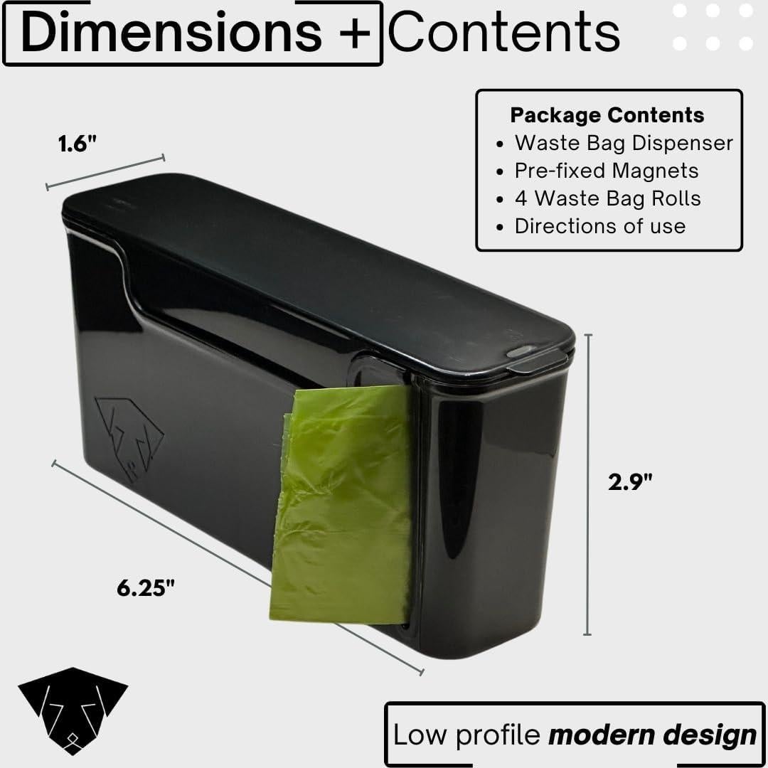 Dispensador de bolsas de desechos para perros Skylar - Negro - Incluye 60 bolsas