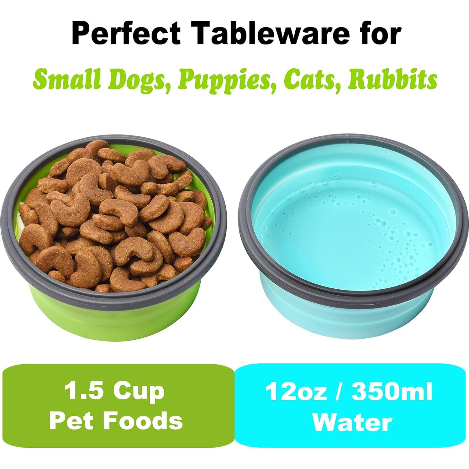 Cuencos Plegables para Perro Joyinjojo 350ml con Tapa - 2 Piezas