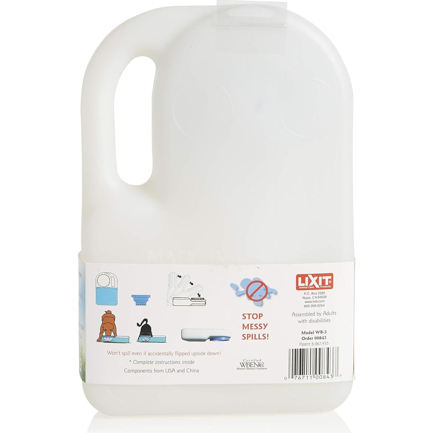 Tazón de Agua para Perros Lixit 2.84L Viaje Antiderrame