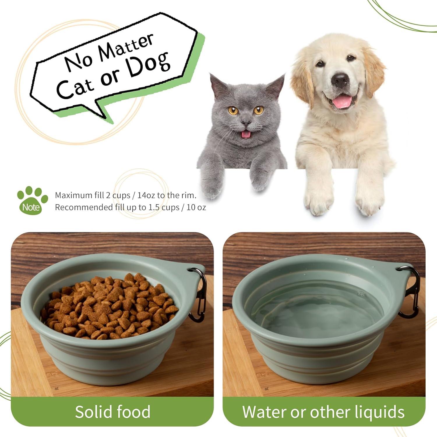 Cuencos Plegables para Perros HOYEHOLA 2pcs Silicona 355ml