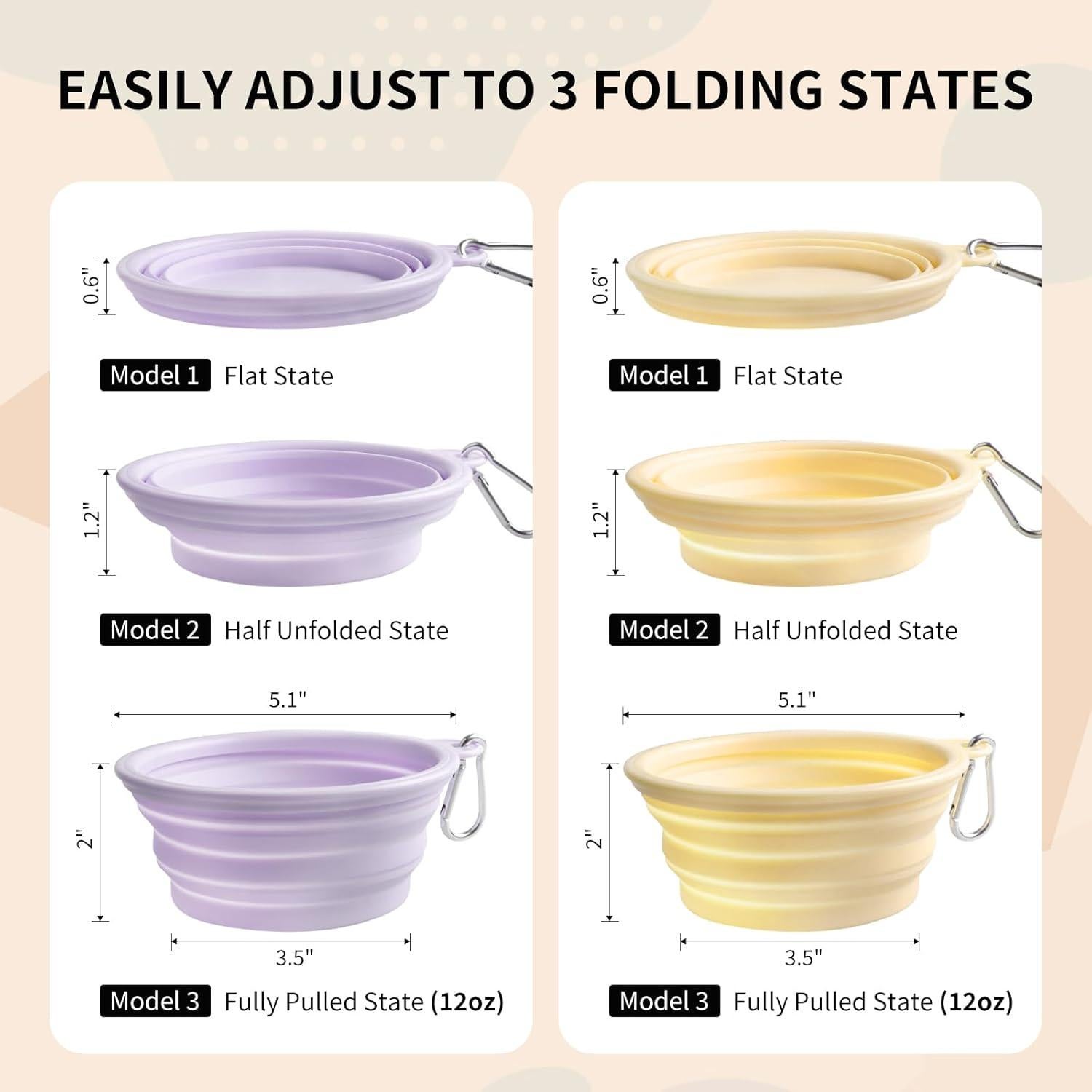 Tazones Plegables para Perro TECOPH 2-Pack Silicona 354ml