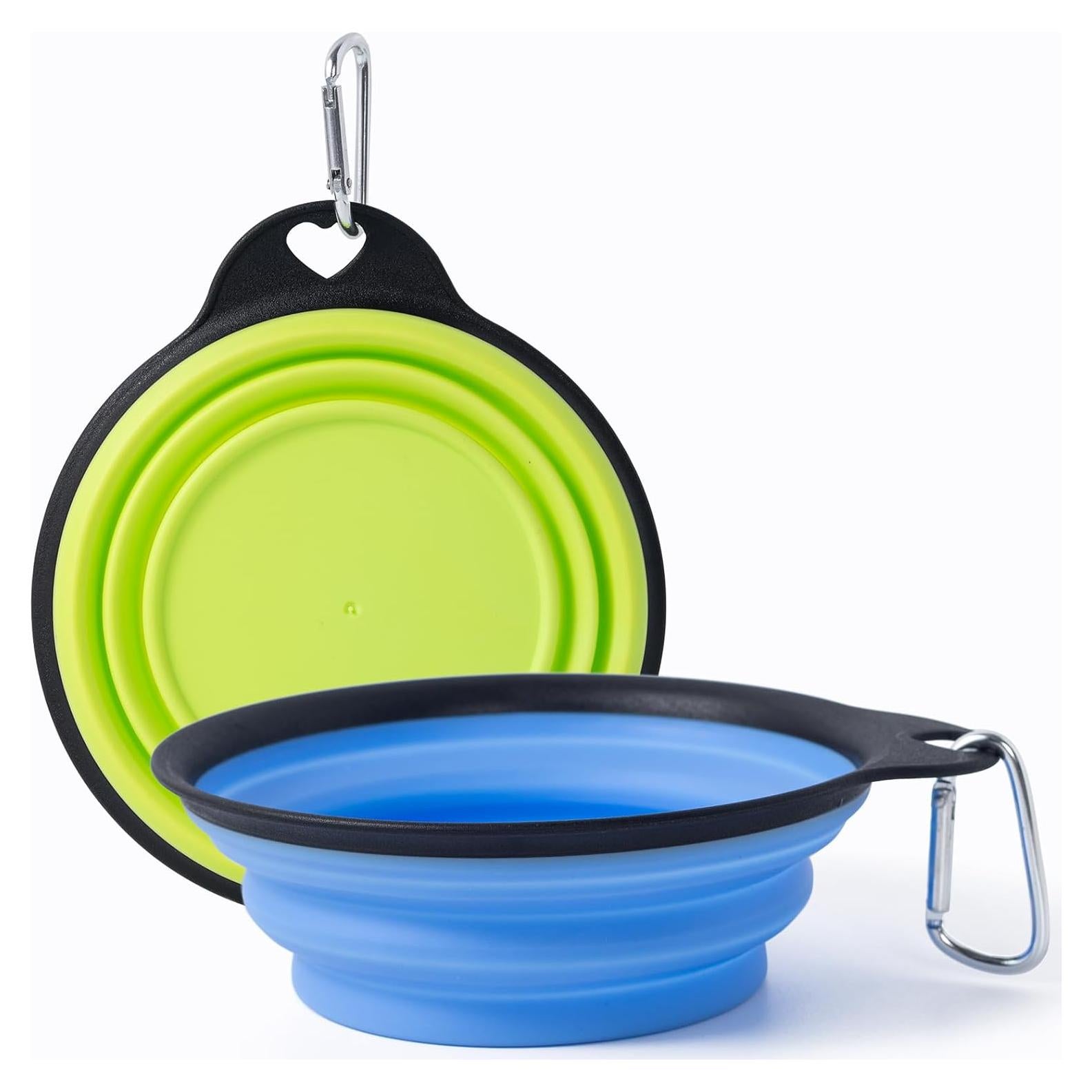 Cuencos Plegables para Perros SLSON 2Pack 380ml Verde y Azul