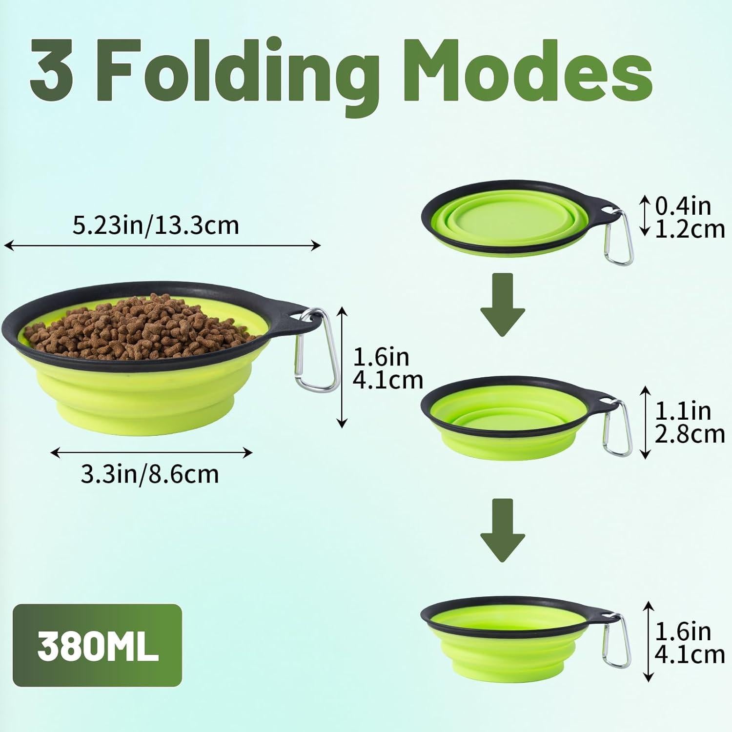 Cuencos Plegables para Perros SLSON 2Pack 380ml Verde y Azul