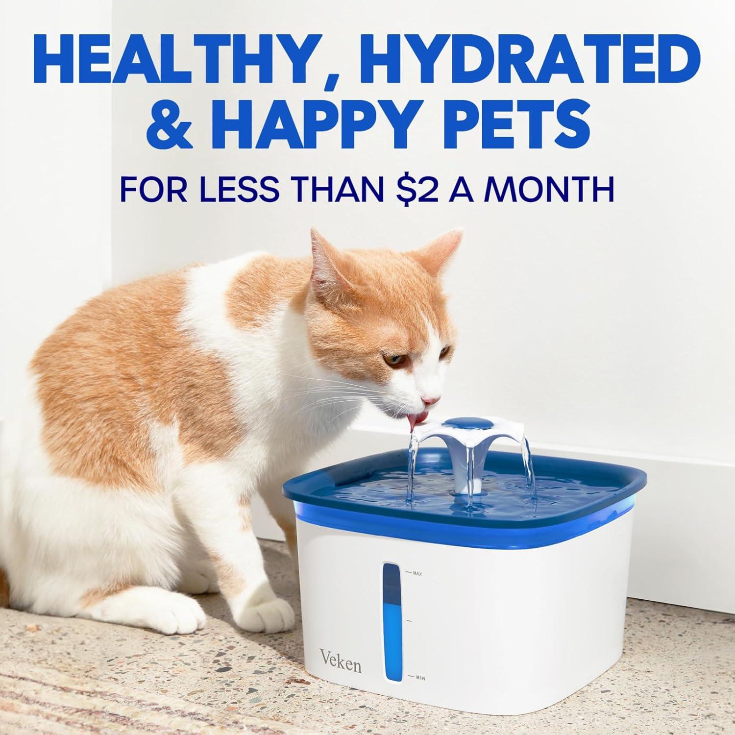 Filtros de Agua para Gatos Veken - 8 Filtros + 8 Esponjas