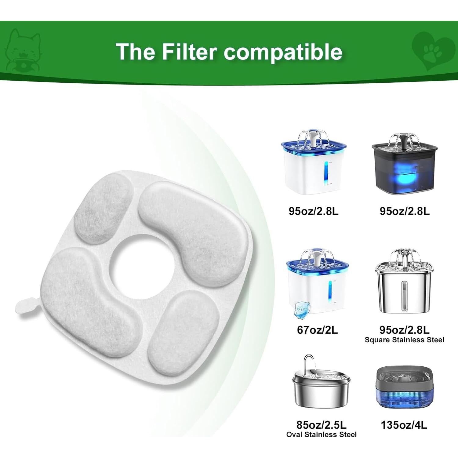 24 Filtros de Agua para Gatos MANFCAT - 12 Filtros y 12 Esponjas