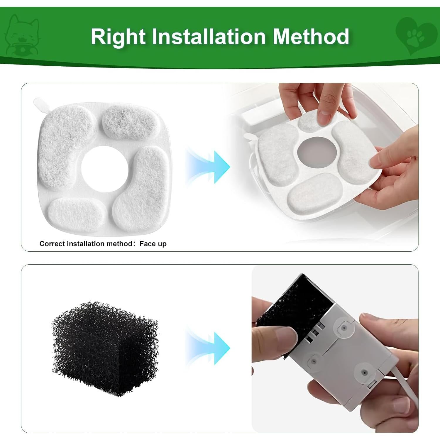 24 Filtros de Agua para Gatos MANFCAT - 12 Filtros y 12 Esponjas