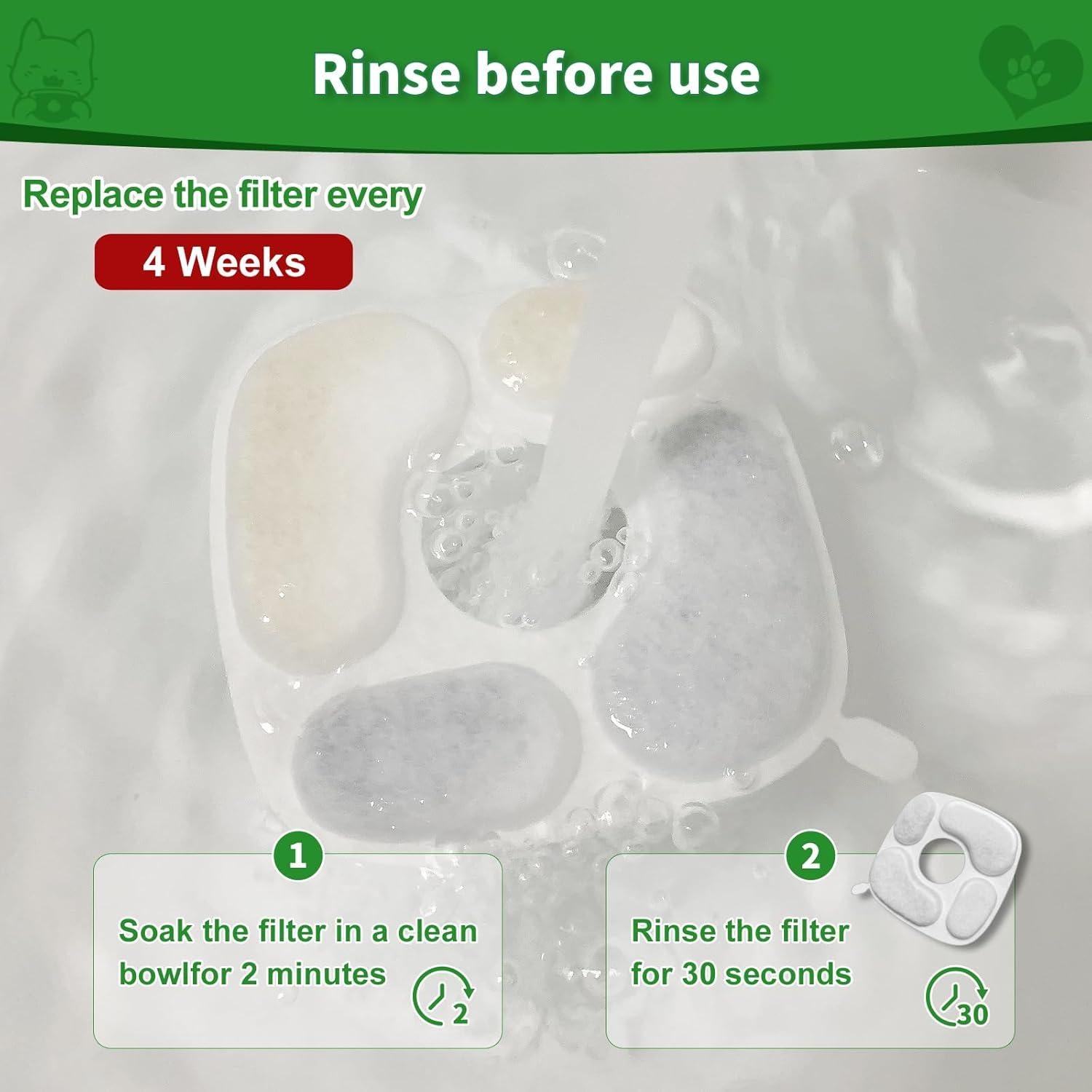 24 Filtros de Agua para Gatos MANFCAT - 12 Filtros y 12 Esponjas