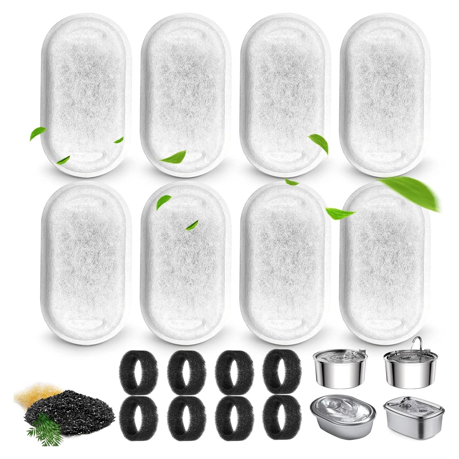 Filtros de agua para gatos Petilog - 8 filtros y 8 esponjas